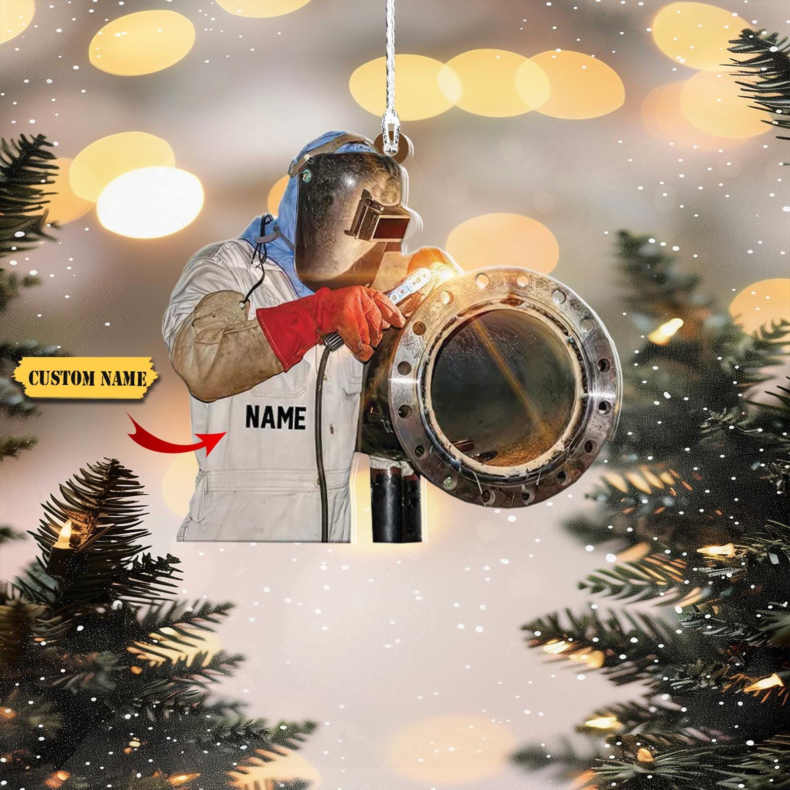 Personalized Welding Ornament, Welder Christmas Ornament, Ironworker Ornament, Gift For Welder, Christmas Ornament Welder Outfit HAOR0711