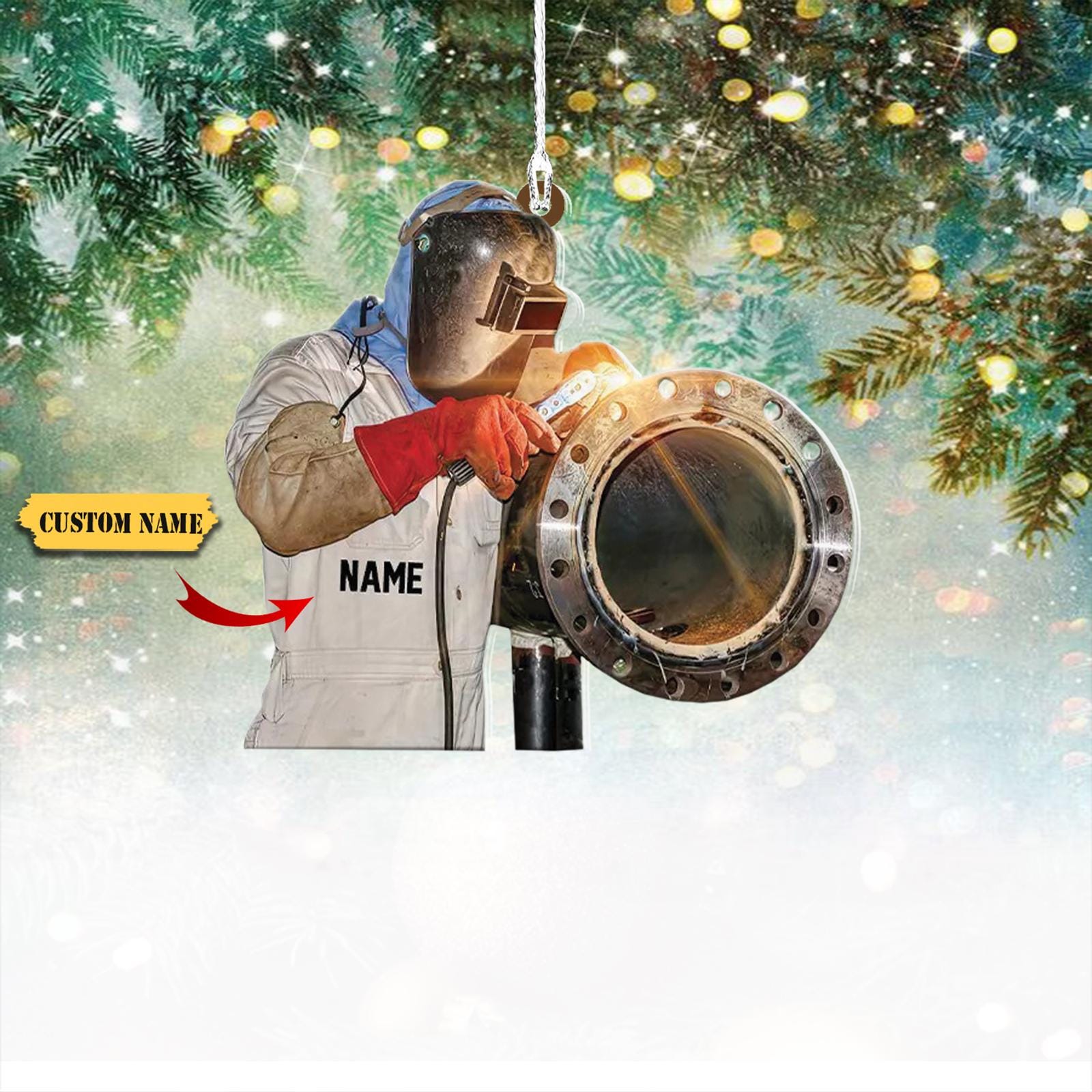 Personalized Welding Ornament, Welder Christmas Ornament, Ironworker Ornament, Gift For Welder, Christmas Ornament Welder Outfit HAOR0711