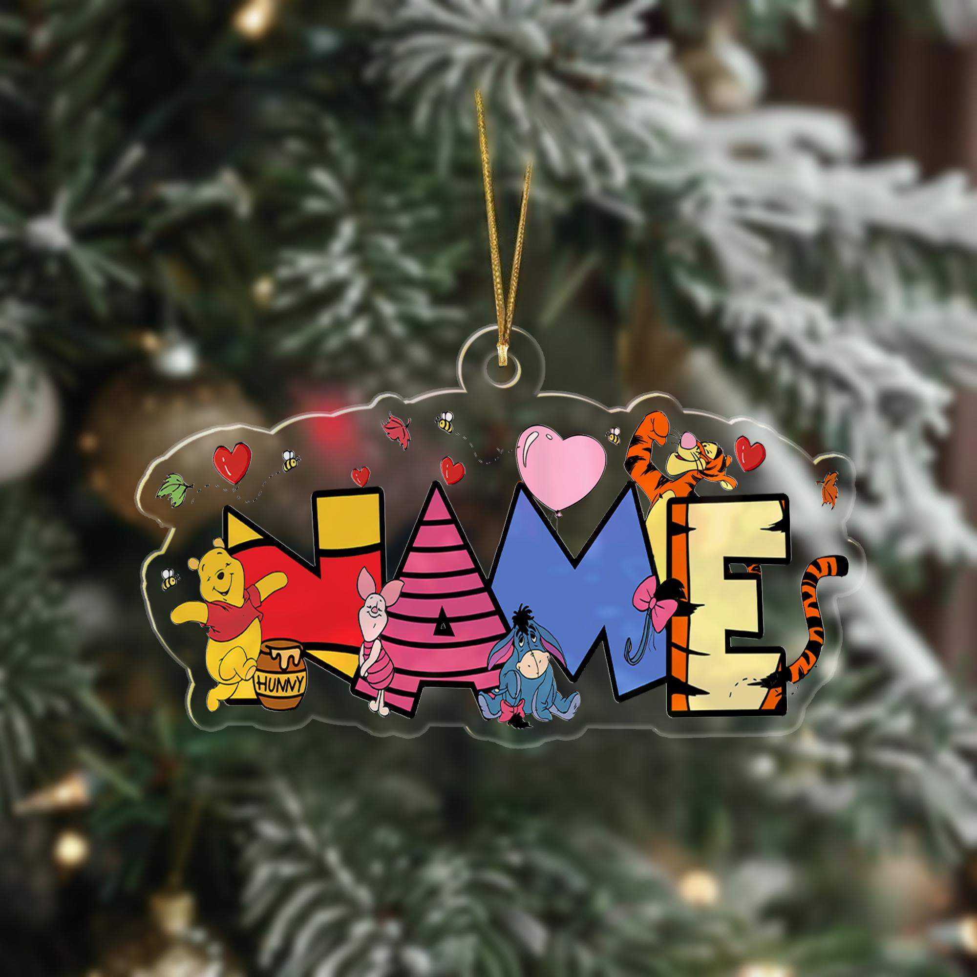 Personalized Winnie The Pooh And Friends Christmas Ornament, Custom Name Honey Bear Animal Movie Family Xmas Tree Decor, Pooh Kid Keepsake HOCT21