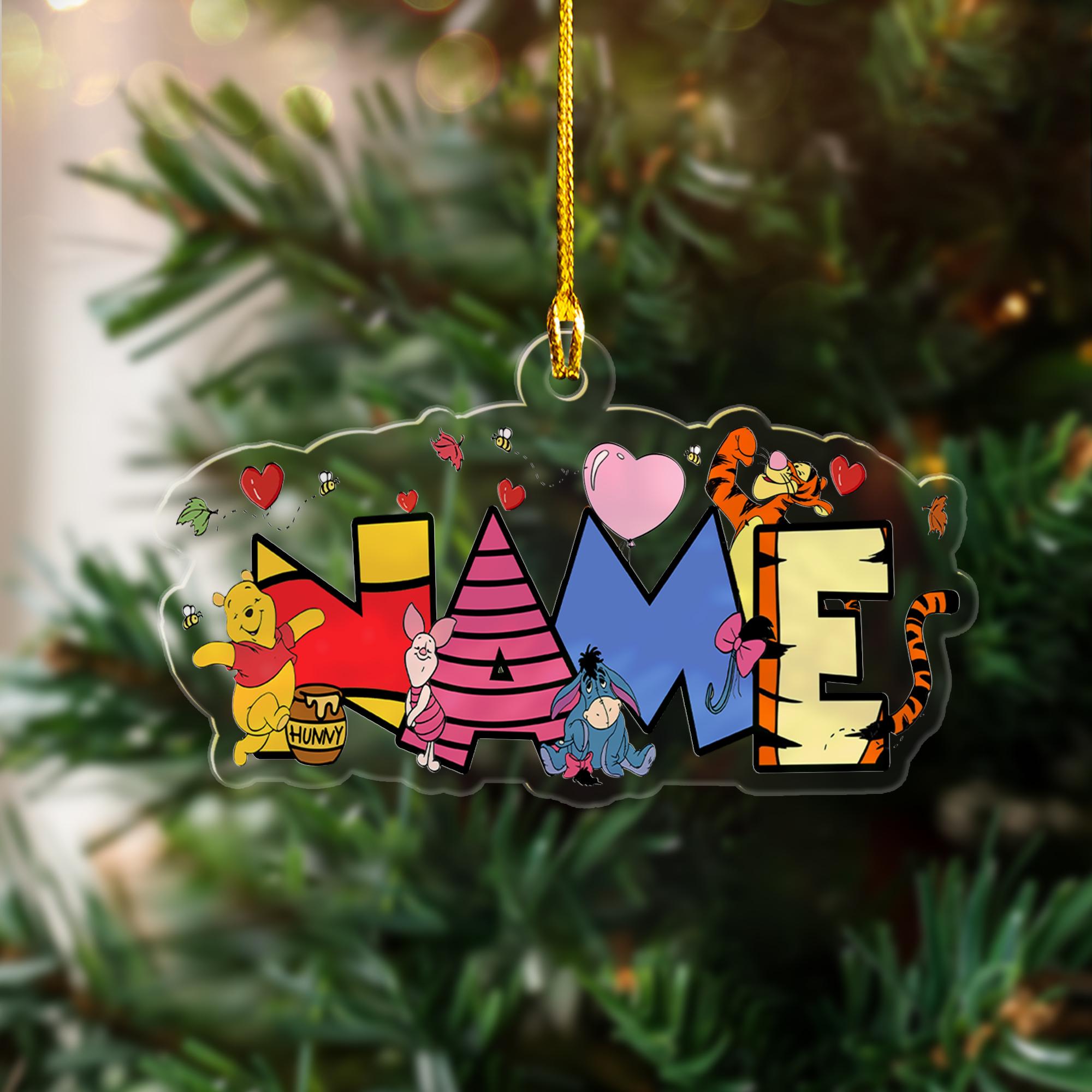 Personalized Winnie The Pooh And Friends Christmas Ornament, Custom Name Honey Bear Animal Movie Family Xmas Tree Decor, Pooh Kid Keepsake HOCT21