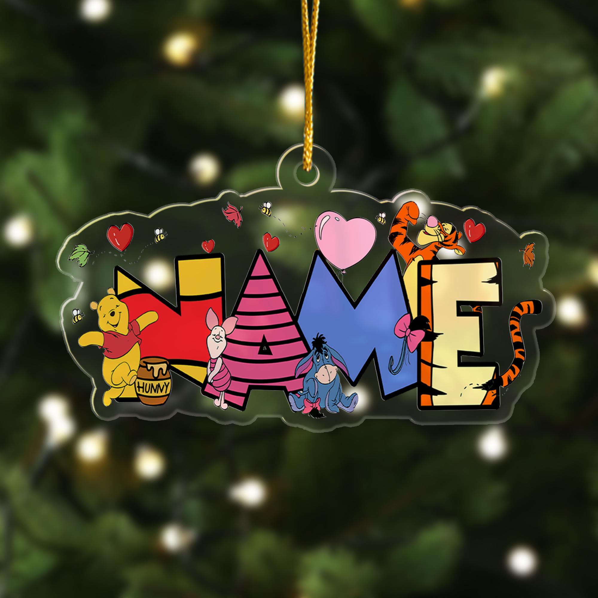 Personalized Winnie The Pooh And Friends Christmas Ornament, Custom Name Honey Bear Animal Movie Family Xmas Tree Decor, Pooh Kid Keepsake HOCT21