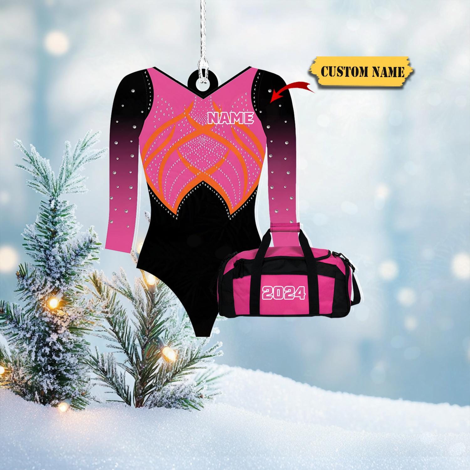 Personalized Women's  Gymnastics Christmas Ornament 2D, Custom Name and Team Colors, Perfect Holiday Gift for Gymnasts and Gym Lovers HAOR0711