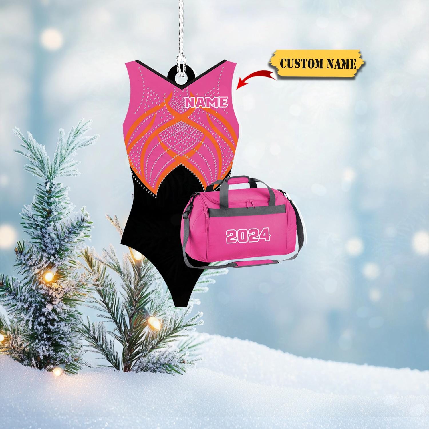 Personalized Women's  Gymnastics Christmas Ornament 2D, Custom Name and Team Colors, Perfect Holiday Gift for Gymnasts and Gym Lovers HAOR0711