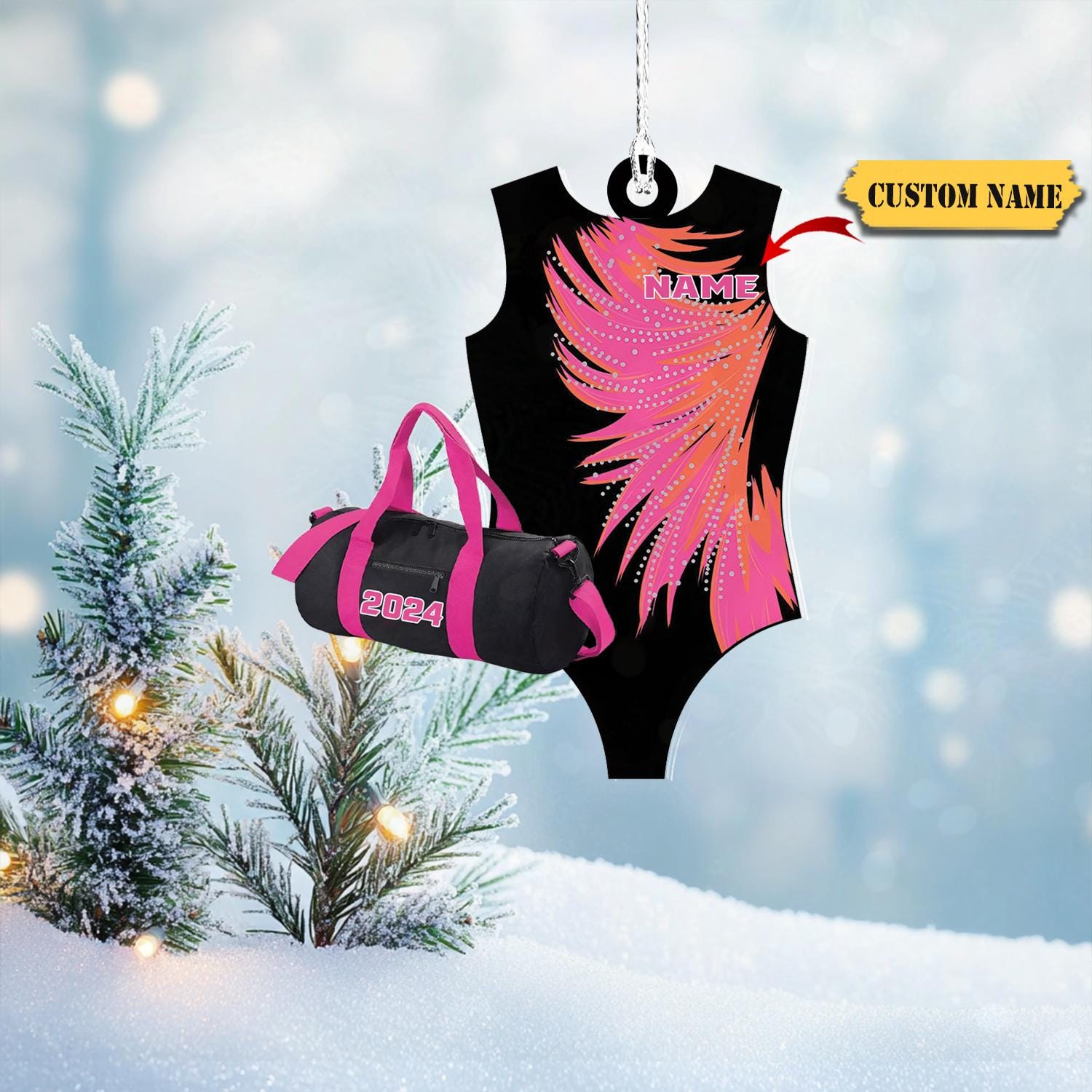 Personalized Women's  Gymnastics Christmas Ornament 2D, Custom Name and Team Colors, Perfect Holiday Gift for Gymnasts and Gym Lovers HAOR0711