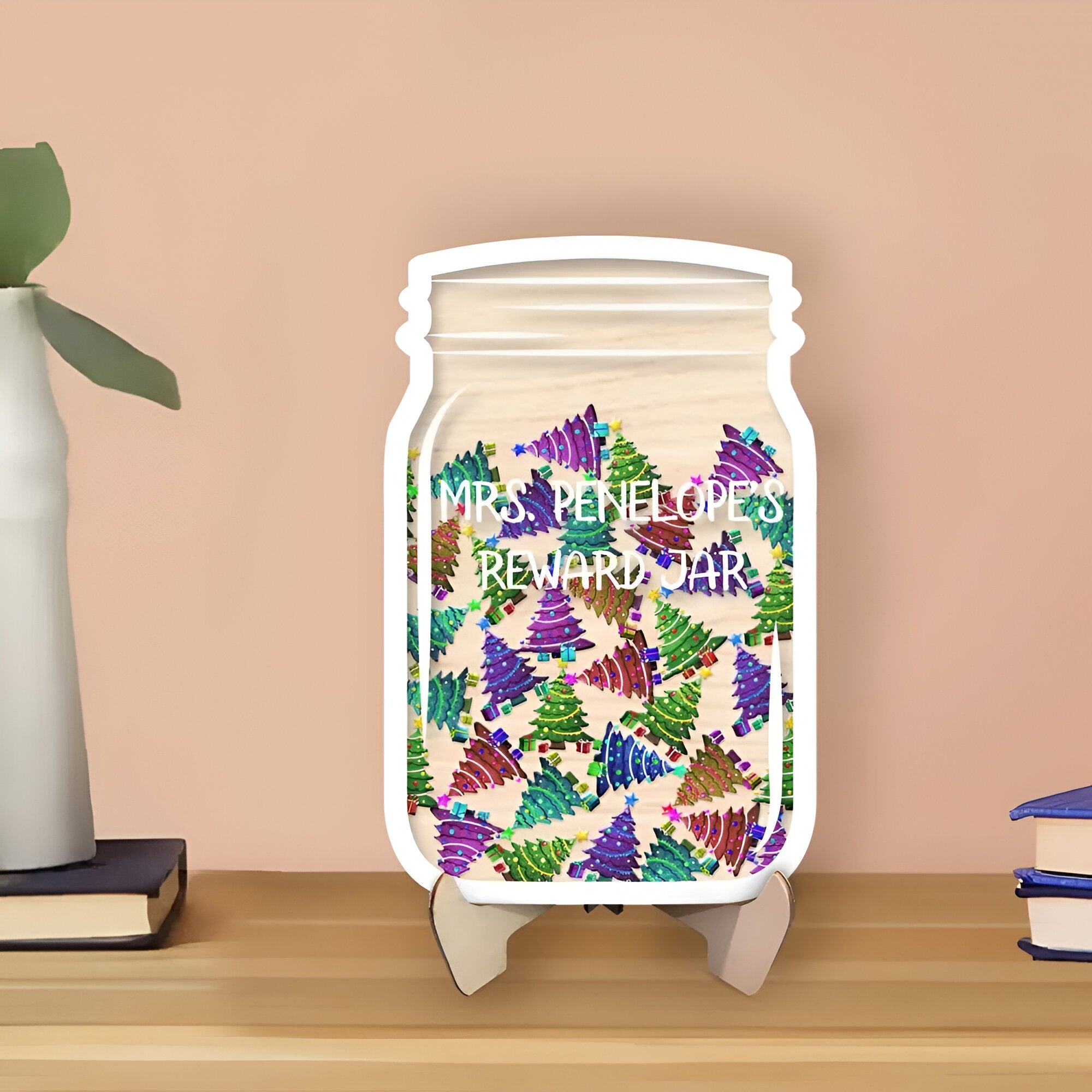 Personalized Xmas Tree Reward Jar For Boys Girls, Bulletin Board Chart Gift Potty Training Classroom rejar rejar1