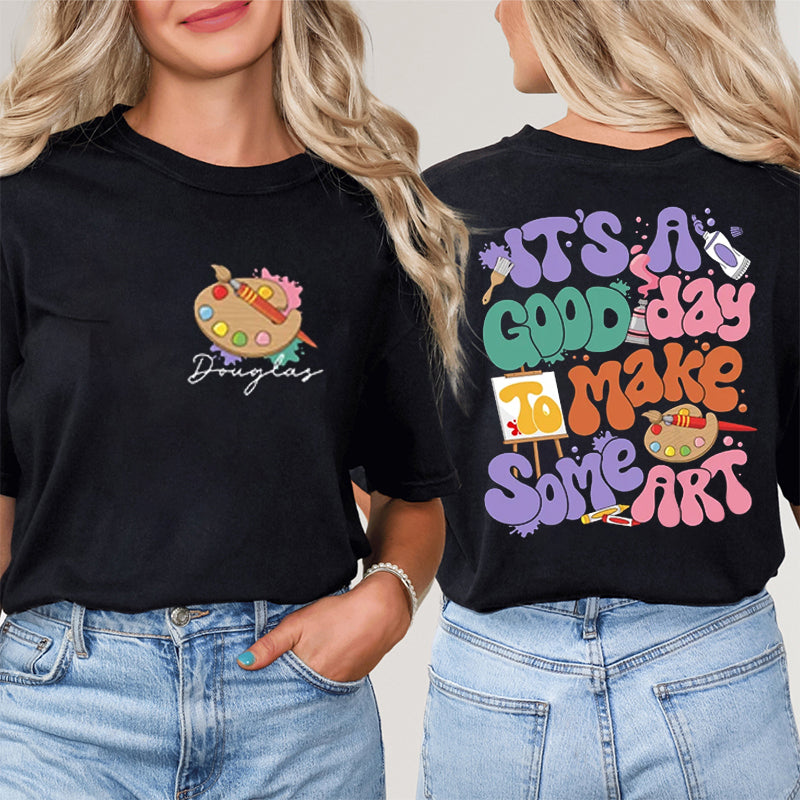 Personalized Checkerboard Apple In My Era Teacher Two Sided T-Shirt 2MAT68