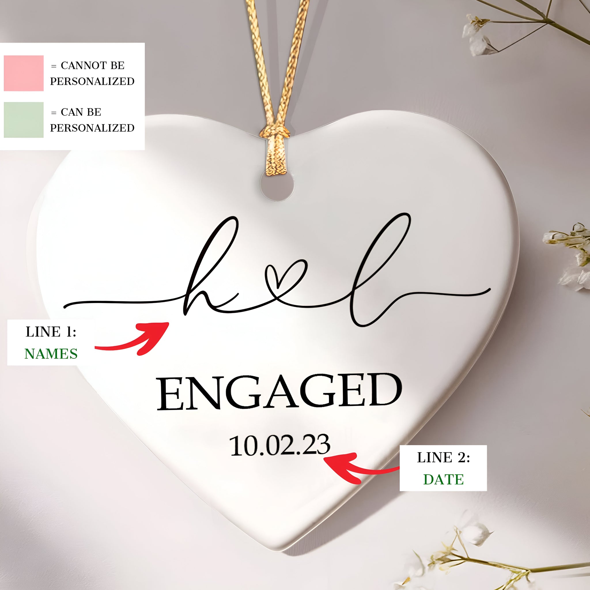 Personalized Married Ornament Wedding Gift, Wedding Date ornament, Heart Calendar, Anniversary Gift, Our First Christmas, Newlywed Gift, Wedding ORN2509