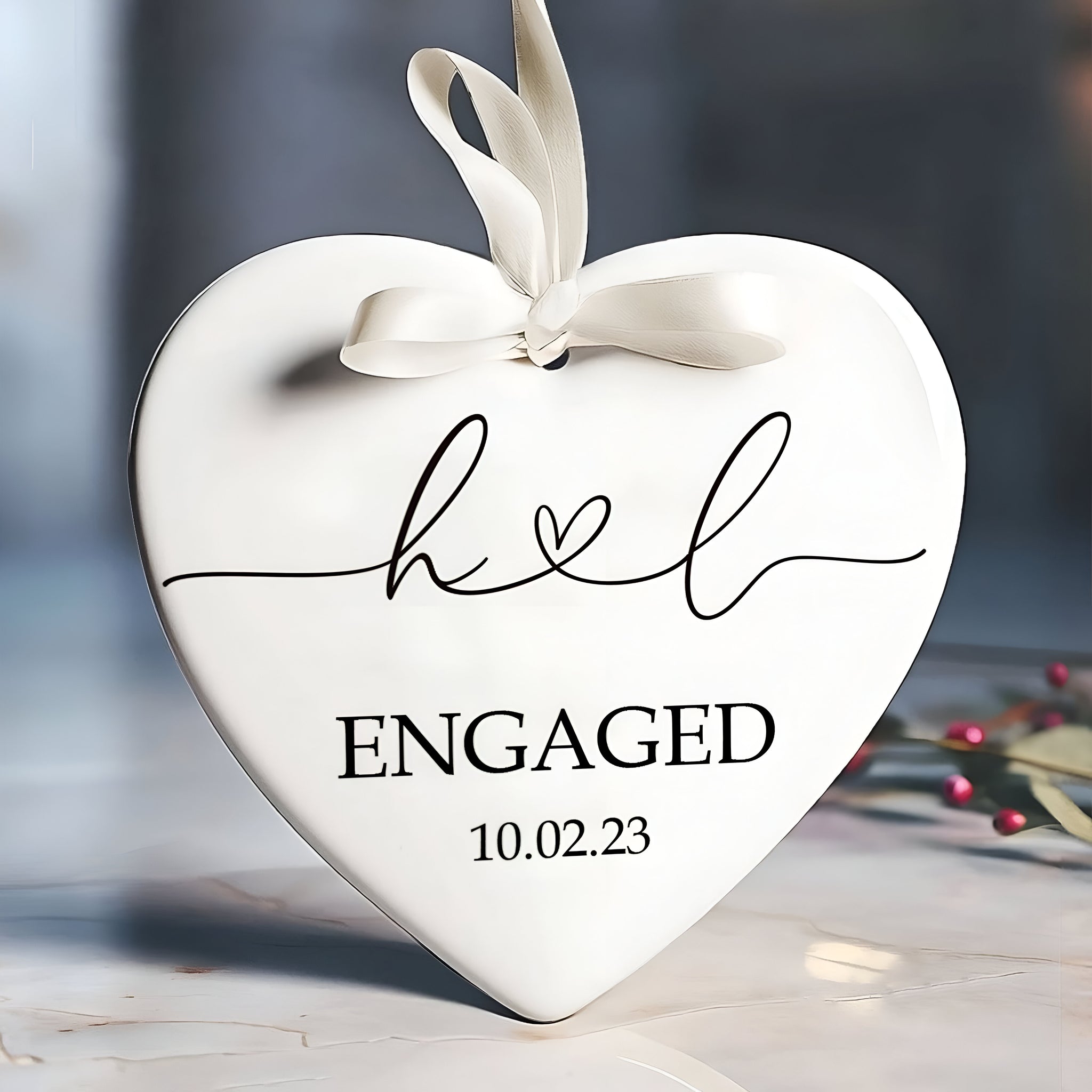 Personalized Married Ornament Wedding Gift, Wedding Date ornament, Heart Calendar, Anniversary Gift, Our First Christmas, Newlywed Gift, Wedding ORN2509