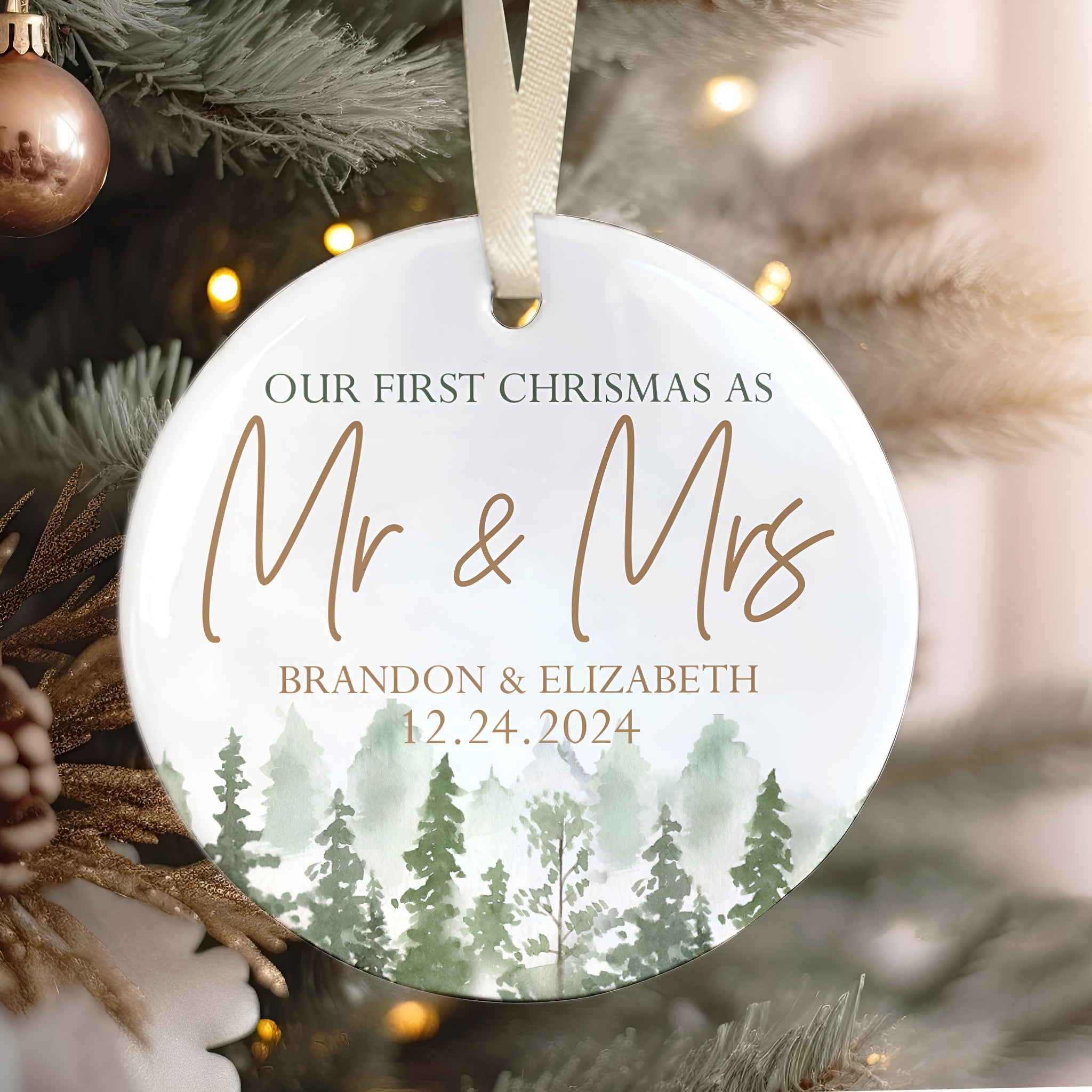 Personalized Our First Christmas As Mr & Mrs Ornament, First Married Christmas Ornament 2024, Married Ornament, Wedding Ornament, Mr And Mrs  ORN2509