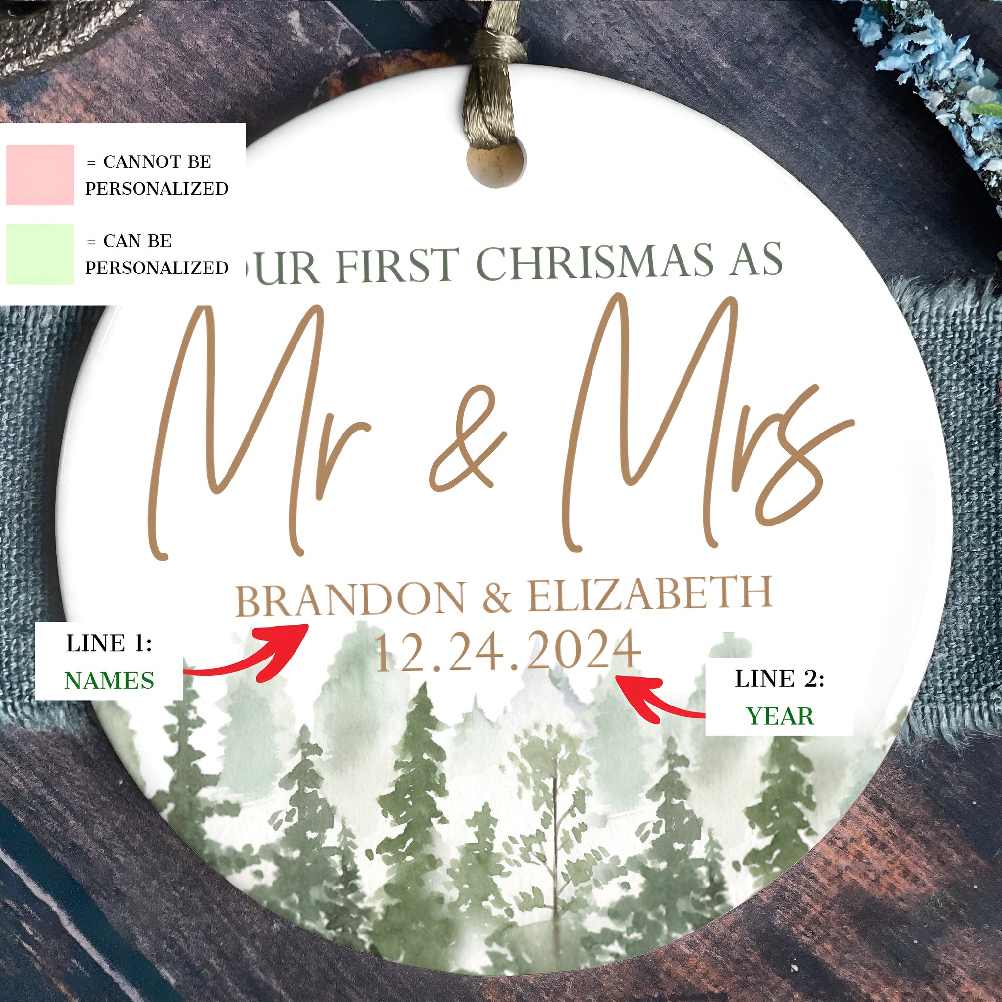 Personalized Our First Christmas As Mr & Mrs Ornament, First Married Christmas Ornament 2024, Married Ornament, Wedding Ornament, Mr And Mrs  ORN2509