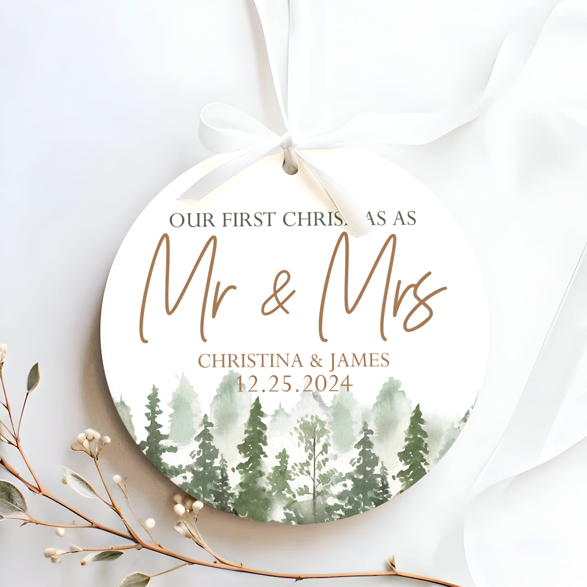 Personalized Our First Christmas As Mr & Mrs Ornament, First Married Christmas Ornament 2024, Married Ornament, Wedding Ornament, Mr And Mrs  ORN2509