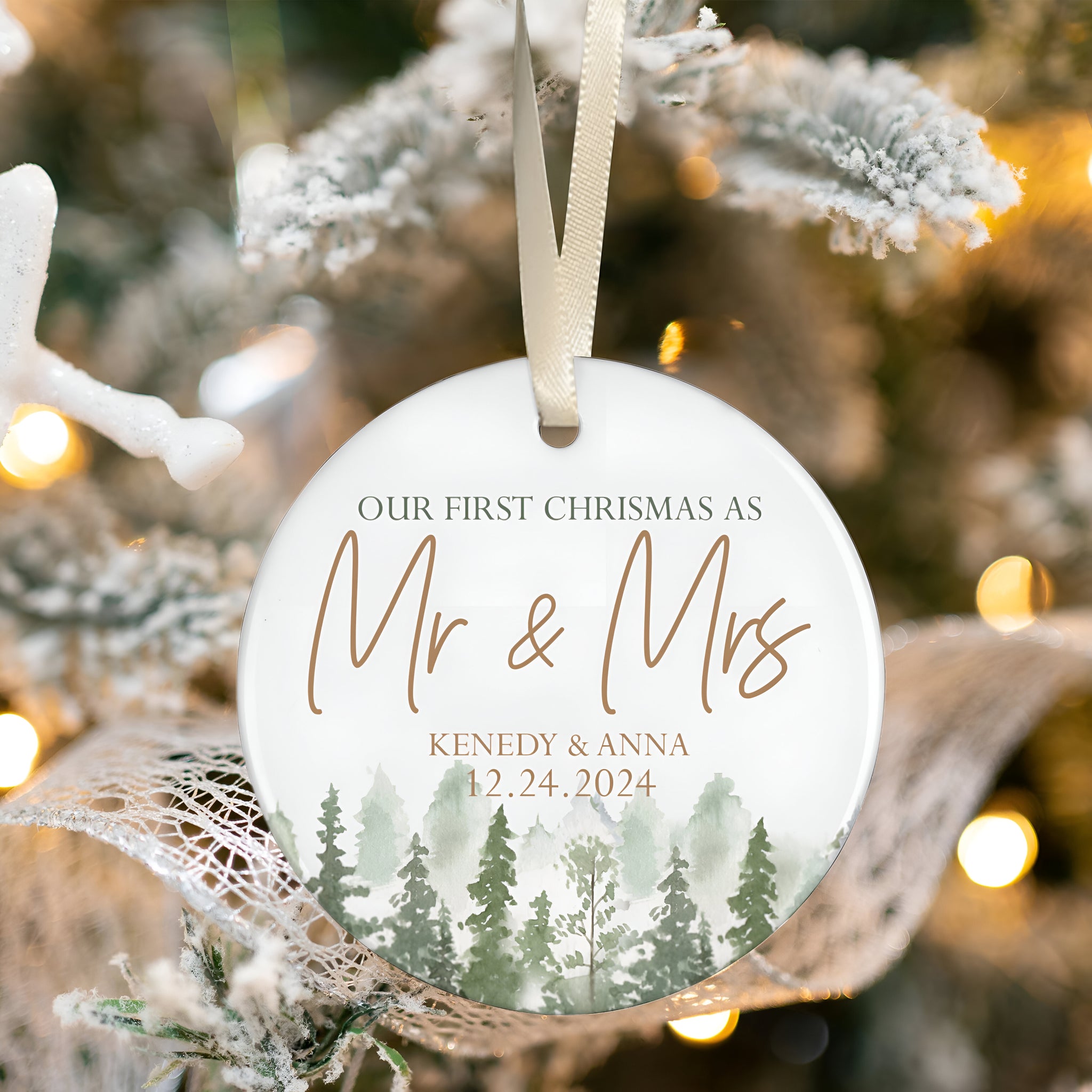 Personalized Our First Christmas As Mr & Mrs Ornament, First Married Christmas Ornament 2024, Married Ornament, Wedding Ornament, Mr And Mrs  ORN2509