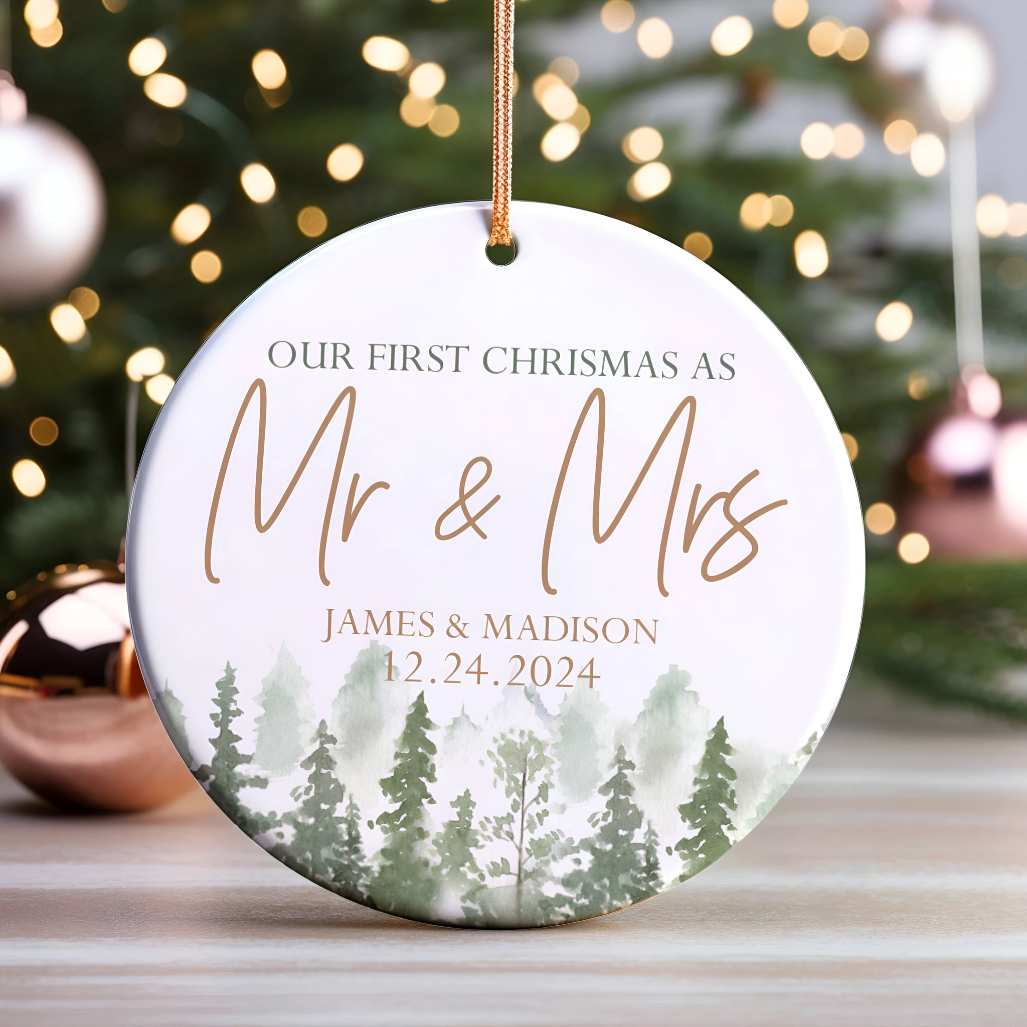 Personalized Our First Christmas As Mr & Mrs Ornament, First Married Christmas Ornament 2024, Married Ornament, Wedding Ornament, Mr And Mrs  ORN2509