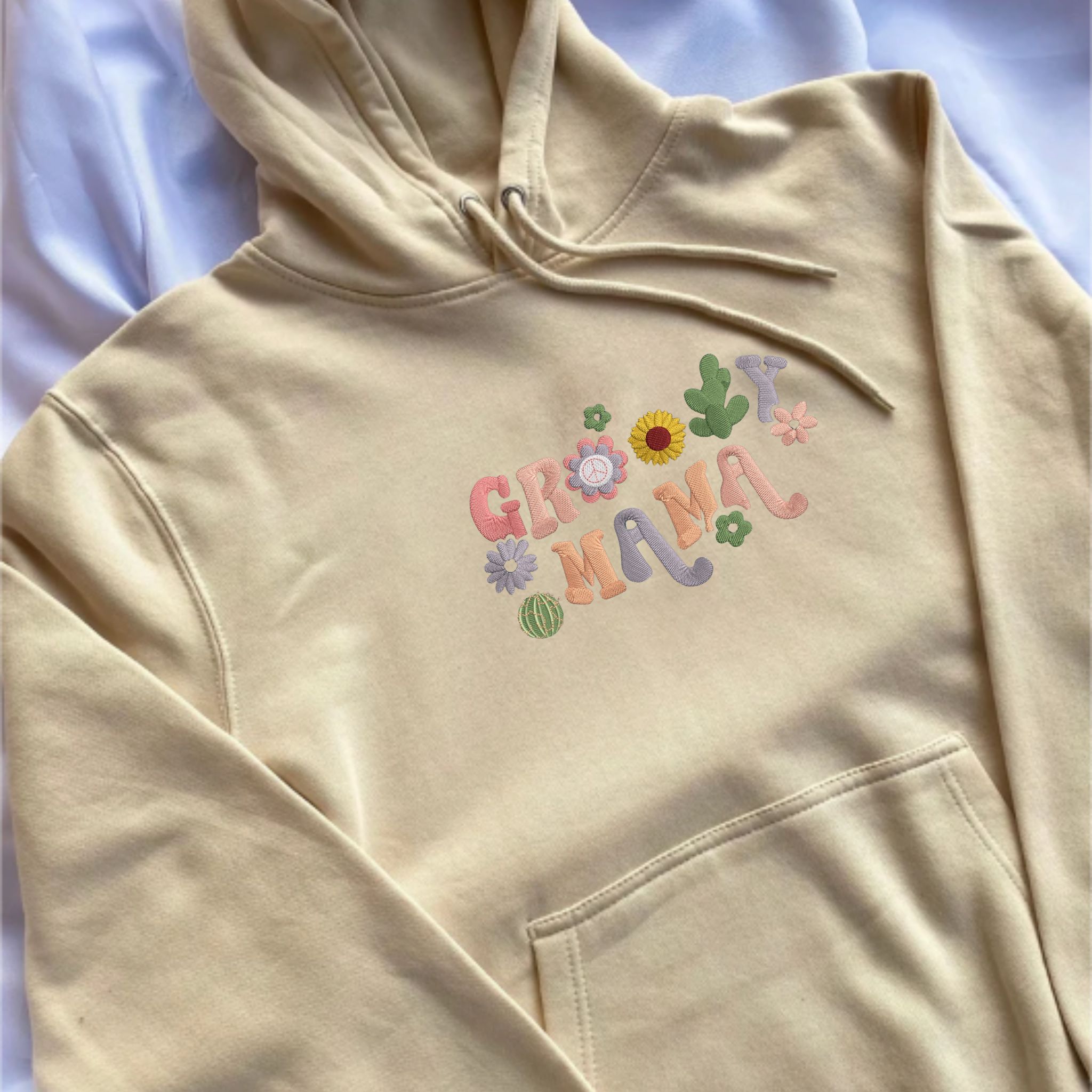 Personalzed Floral Groovy Mama Hoodie, Embroider with Flower, First Mothers Day Gifts EM5
