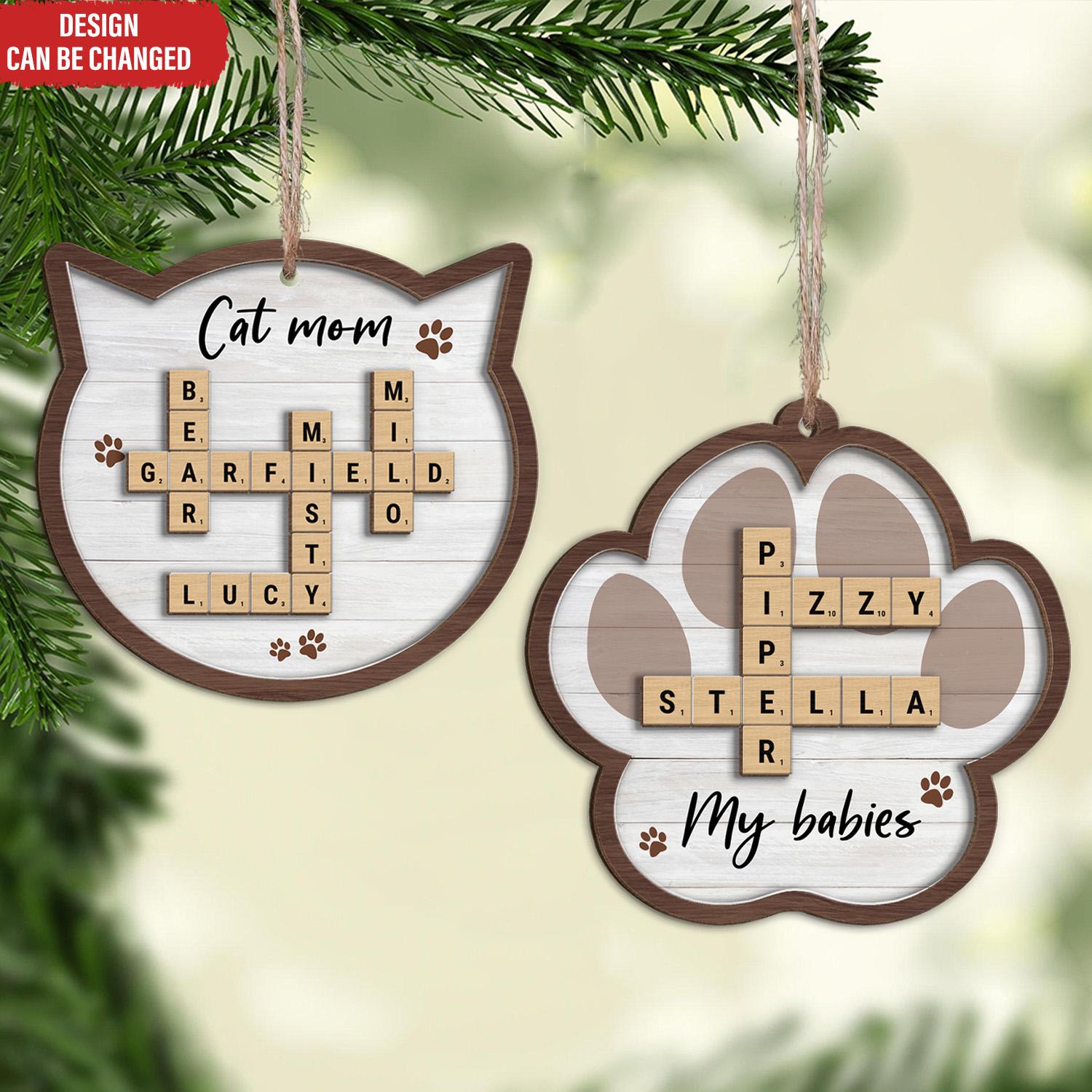 Pet Lover Gift Crossword Puzzle Art - Personalized 2-Layer Wooden Ornament, Pet Crossword Christmas Ornament, Gift For Pet Lovers OROC24