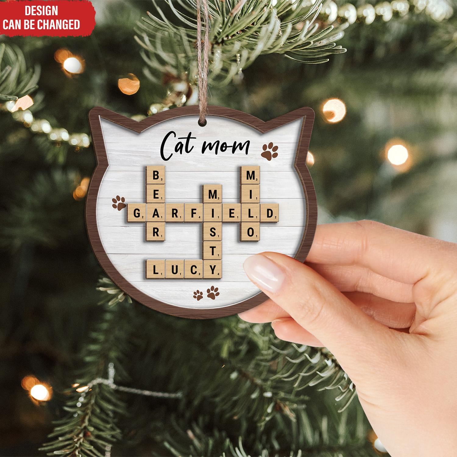 Pet Lover Gift Crossword Puzzle Art - Personalized 2-Layer Wooden Ornament, Pet Crossword Christmas Ornament, Gift For Pet Lovers OROC24