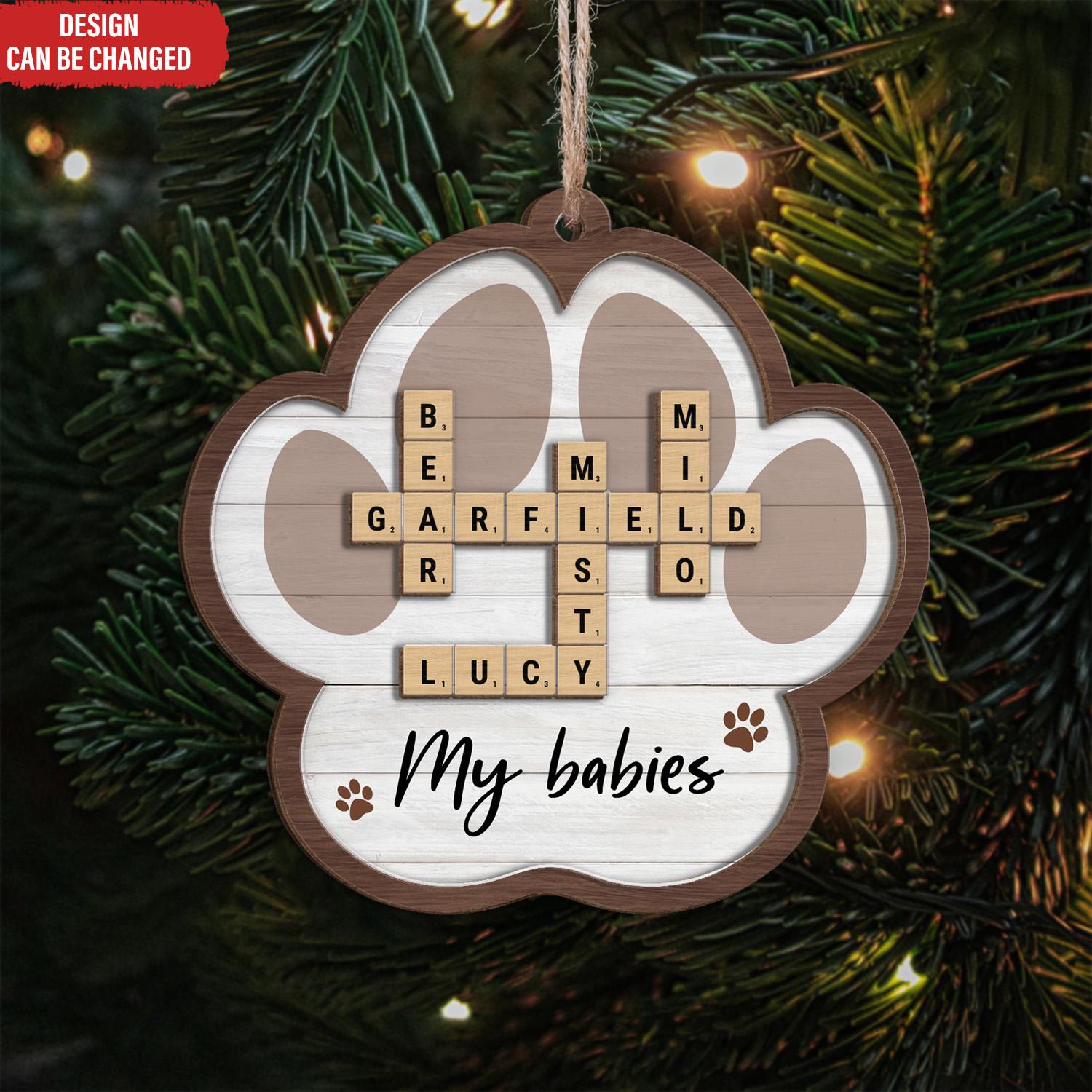 Pet Lover Gift Crossword Puzzle Art - Personalized 2-Layer Wooden Ornament, Pet Crossword Christmas Ornament, Gift For Pet Lovers OROC24