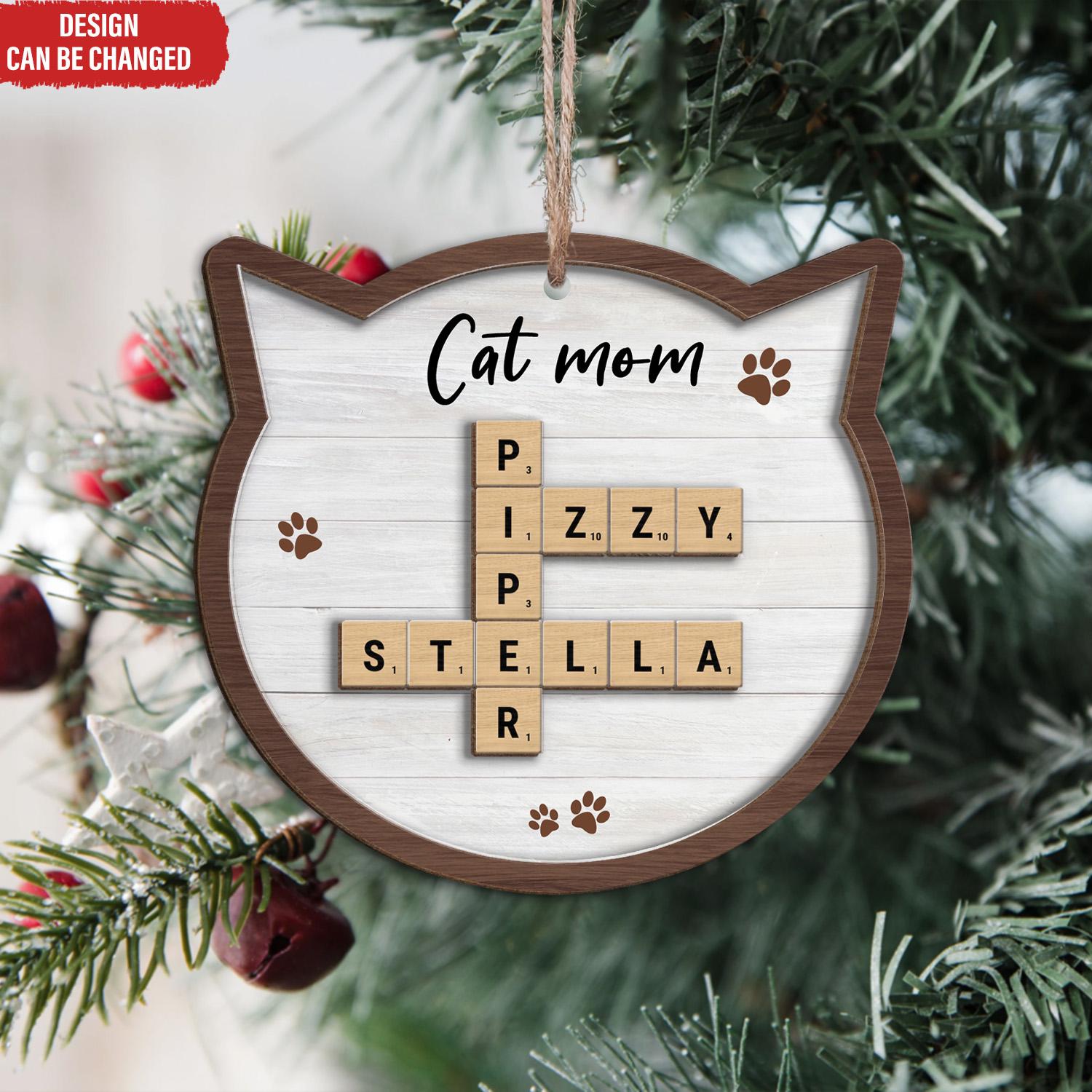 Pet Lover Gift Crossword Puzzle Art - Personalized 2-Layer Wooden Ornament, Pet Crossword Christmas Ornament, Gift For Pet Lovers OROC24