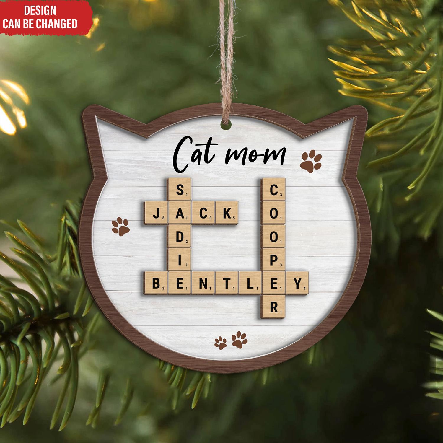 Pet Lover Gift Crossword Puzzle Art - Personalized 2-Layer Wooden Ornament, Pet Crossword Christmas Ornament, Gift For Pet Lovers OROC24