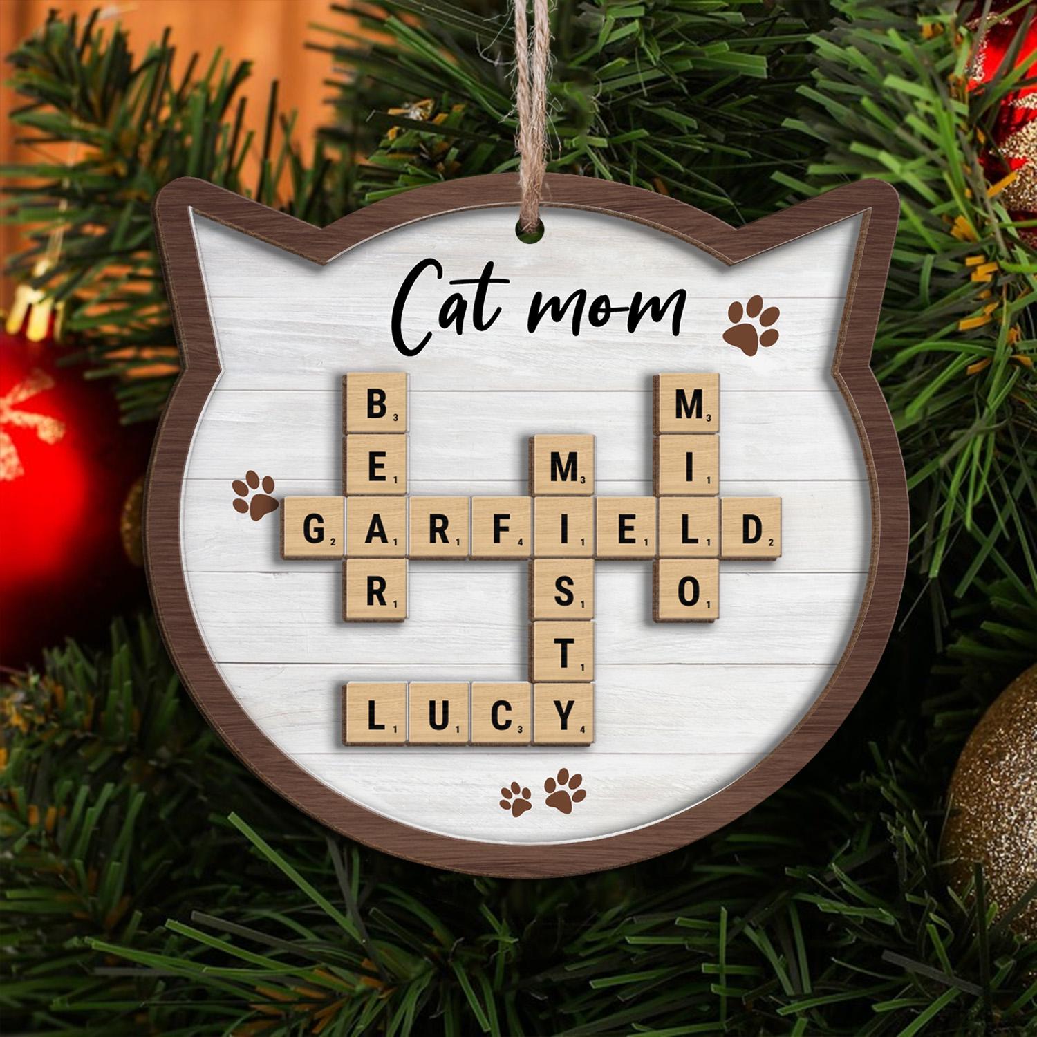 Pet Lover Gift Crossword Puzzle Art - Personalized 2-Layer Wooden Ornament, Pet Crossword Christmas Ornament, Gift For Pet Lovers OROC24