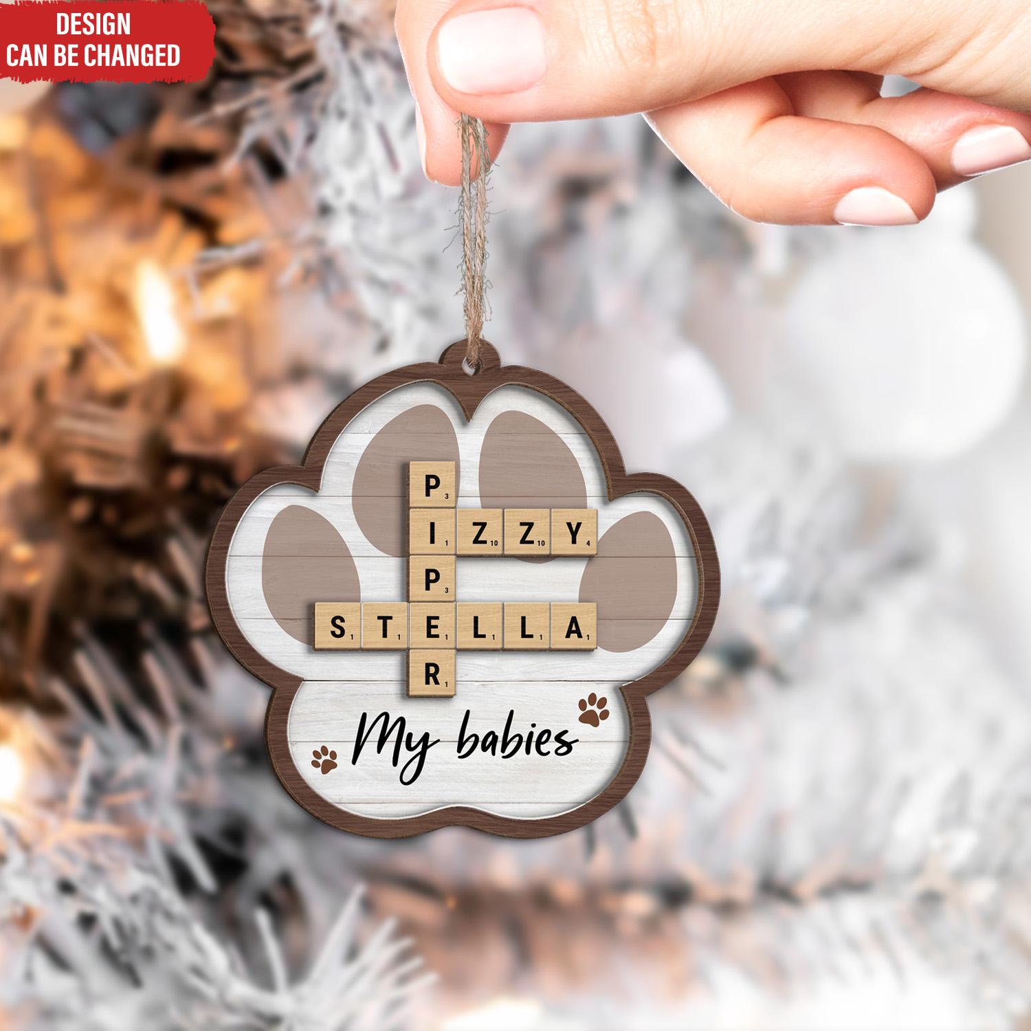 Pet Lover Gift Crossword Puzzle Art - Personalized 2-Layer Wooden Ornament, Pet Crossword Christmas Ornament, Gift For Pet Lovers OROC24