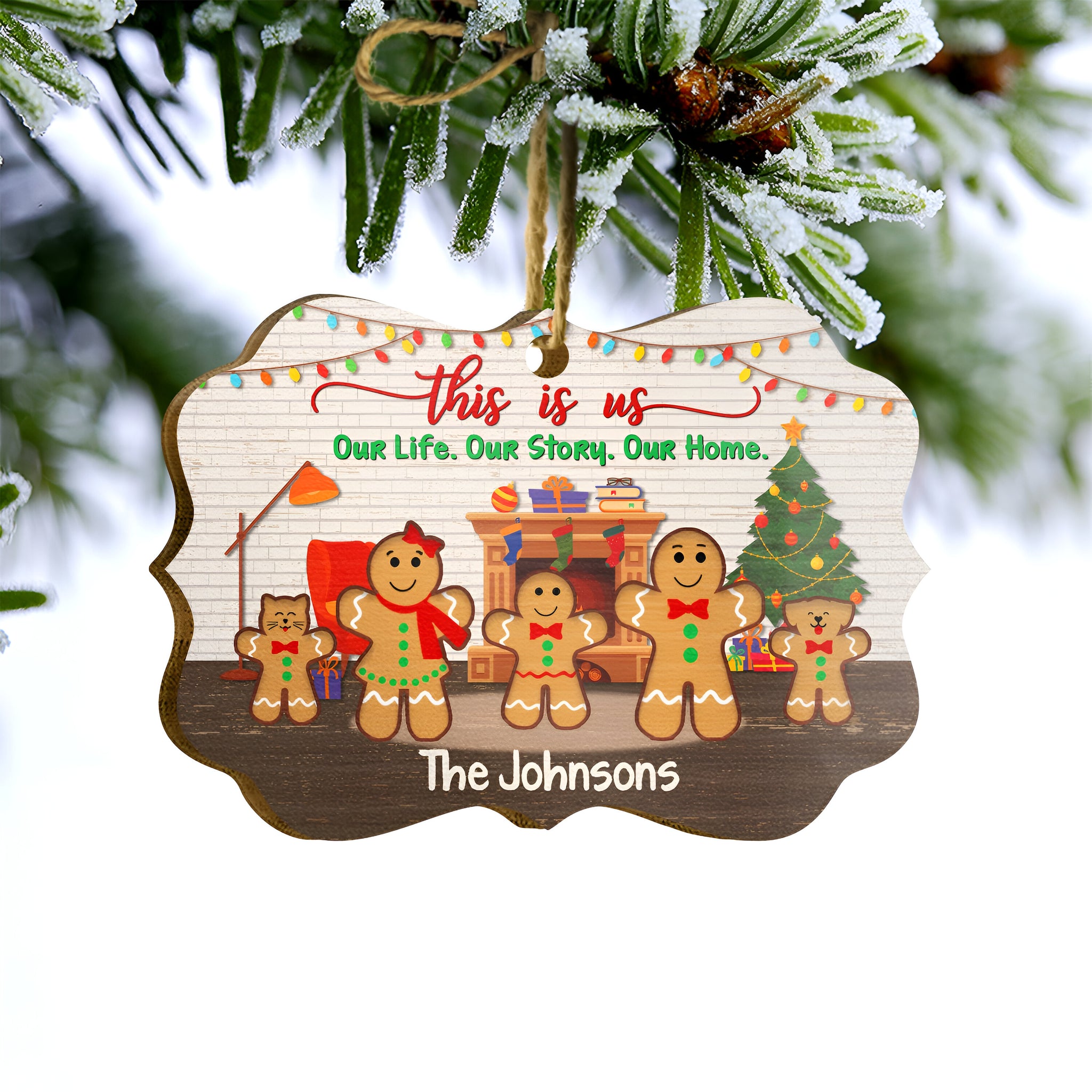 Pet Lovers Christmas Baking Gingerbread Family This Is Us - Personalized Custom Wooden Ornament ORN0310