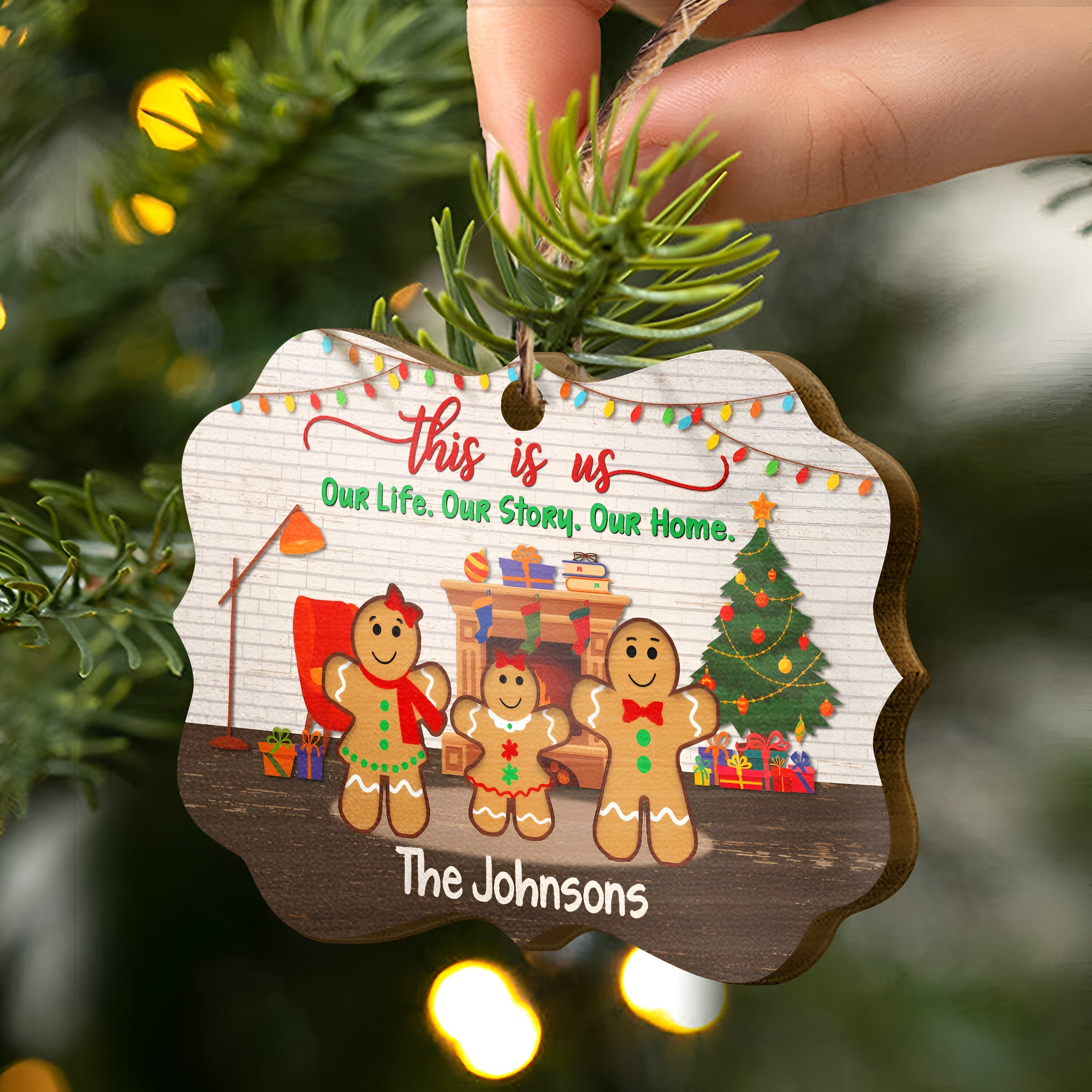 Pet Lovers Christmas Baking Gingerbread Family This Is Us - Personalized Custom Wooden Ornament ORN0310