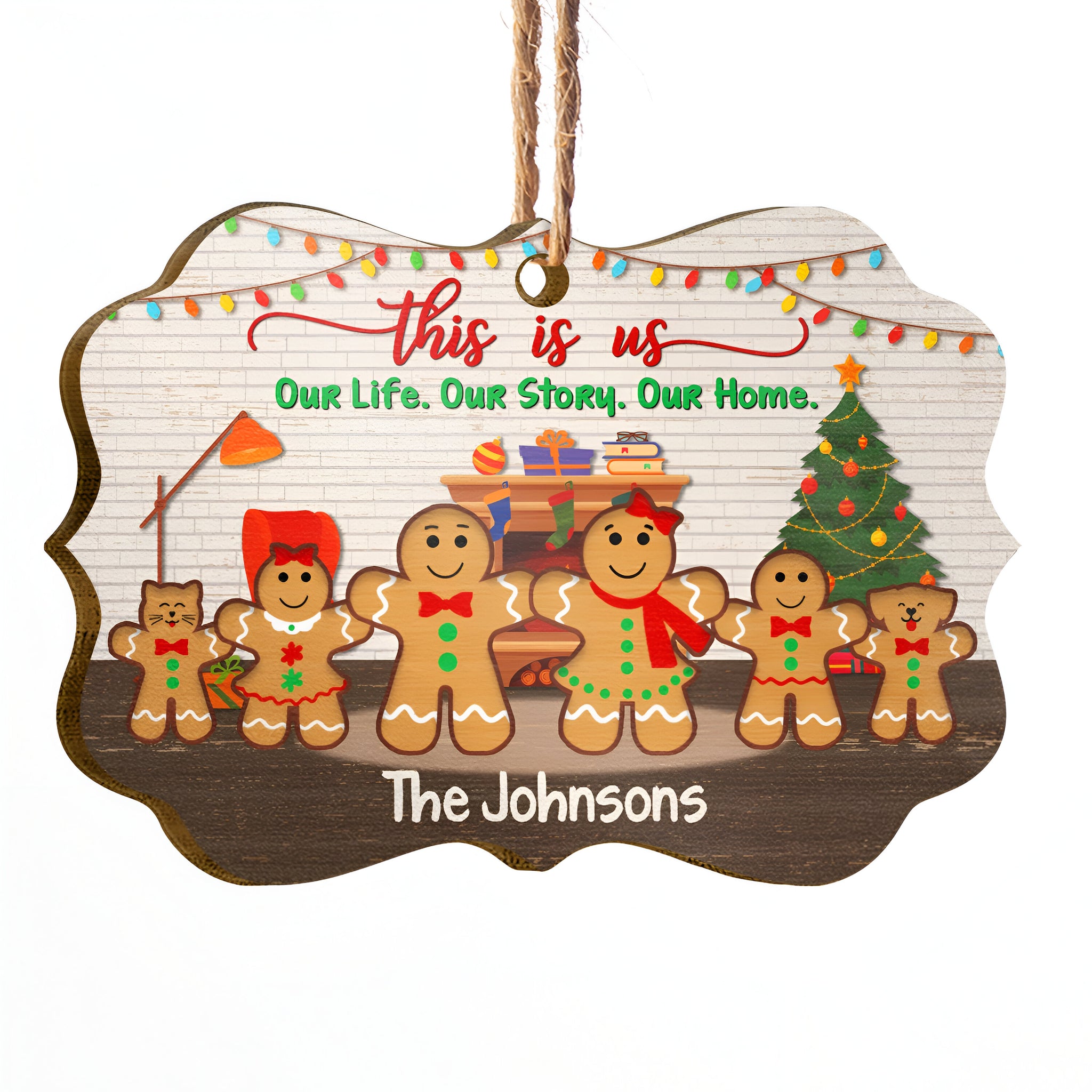 Pet Lovers Christmas Baking Gingerbread Family This Is Us - Personalized Custom Wooden Ornament ORN0310
