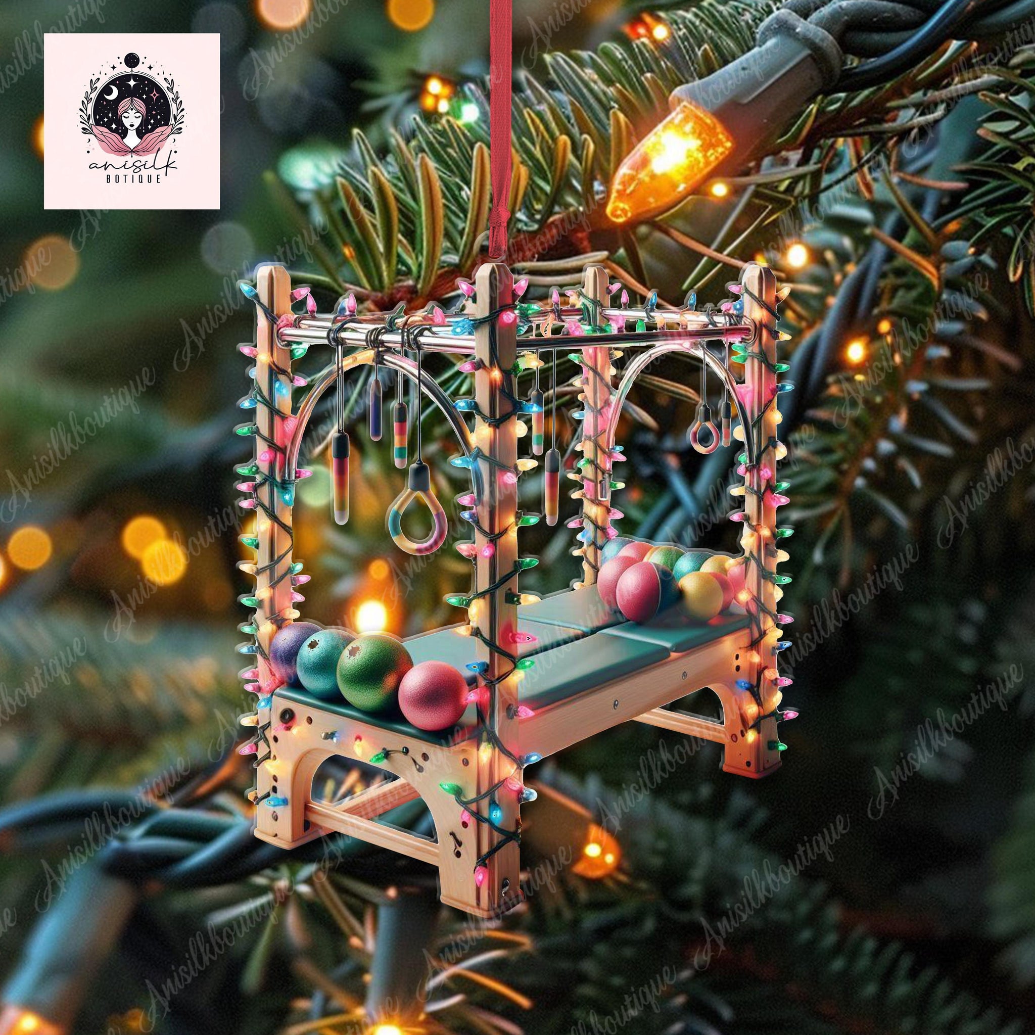 Pilates Equipment Christmas 2D FLAT Ornament, Pilates Teacher Gift, Pilates Lover Decor, Pilates Teacher Decor, Gift For her, Pilates Xmas HOCT21