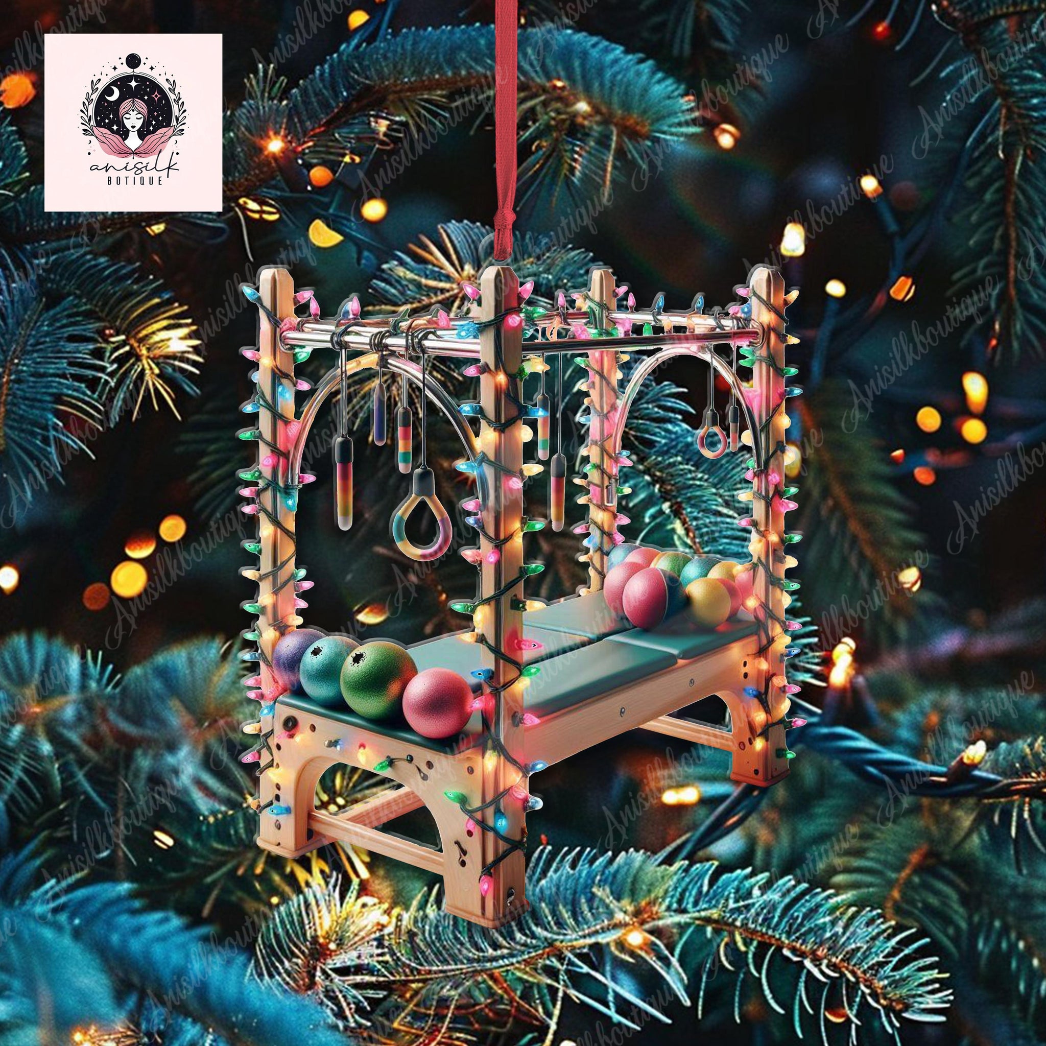 Pilates Equipment Christmas 2D FLAT Ornament, Pilates Teacher Gift, Pilates Lover Decor, Pilates Teacher Decor, Gift For her, Pilates Xmas HOCT21