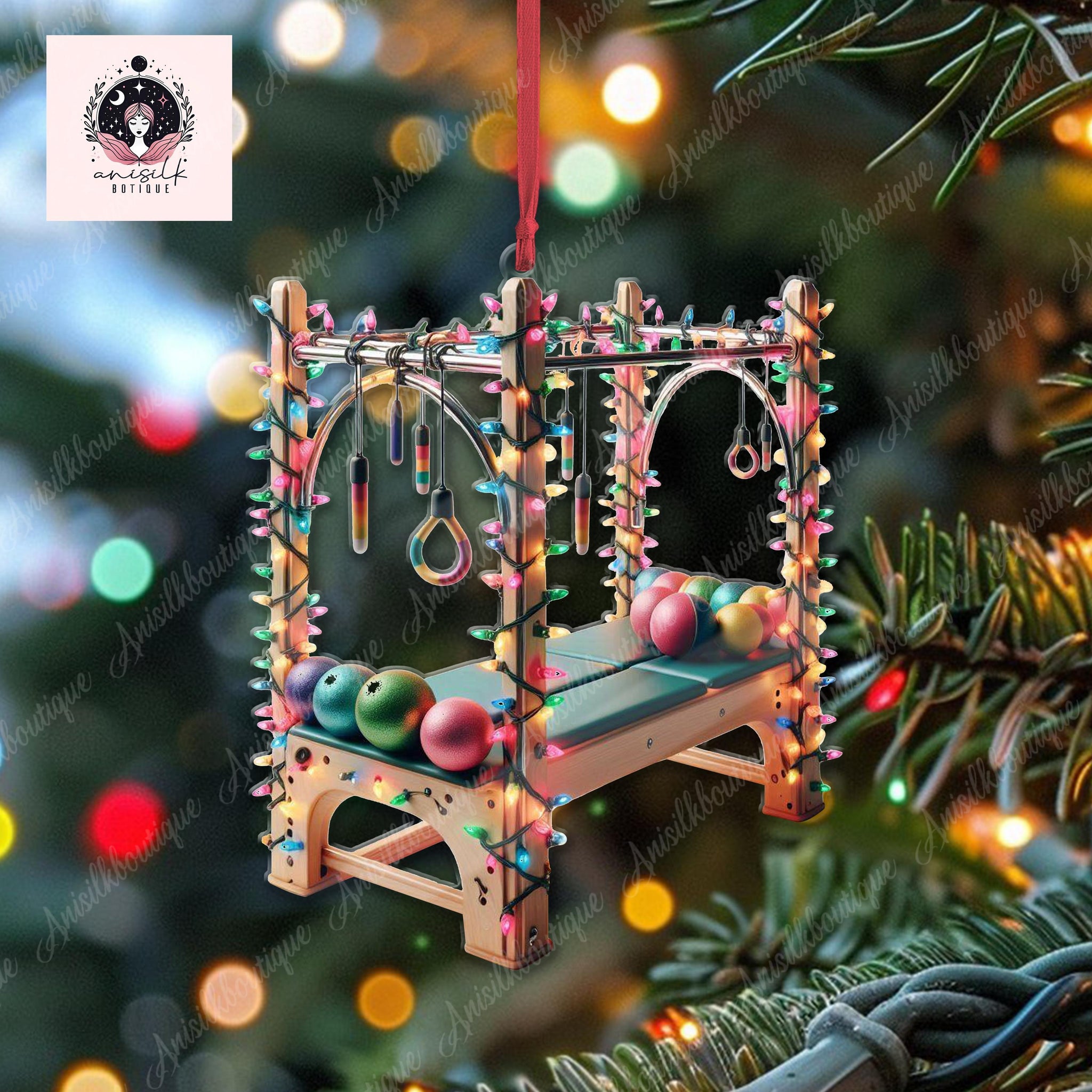Pilates Equipment Christmas 2D FLAT Ornament, Pilates Teacher Gift, Pilates Lover Decor, Pilates Teacher Decor, Gift For her, Pilates Xmas HOCT21