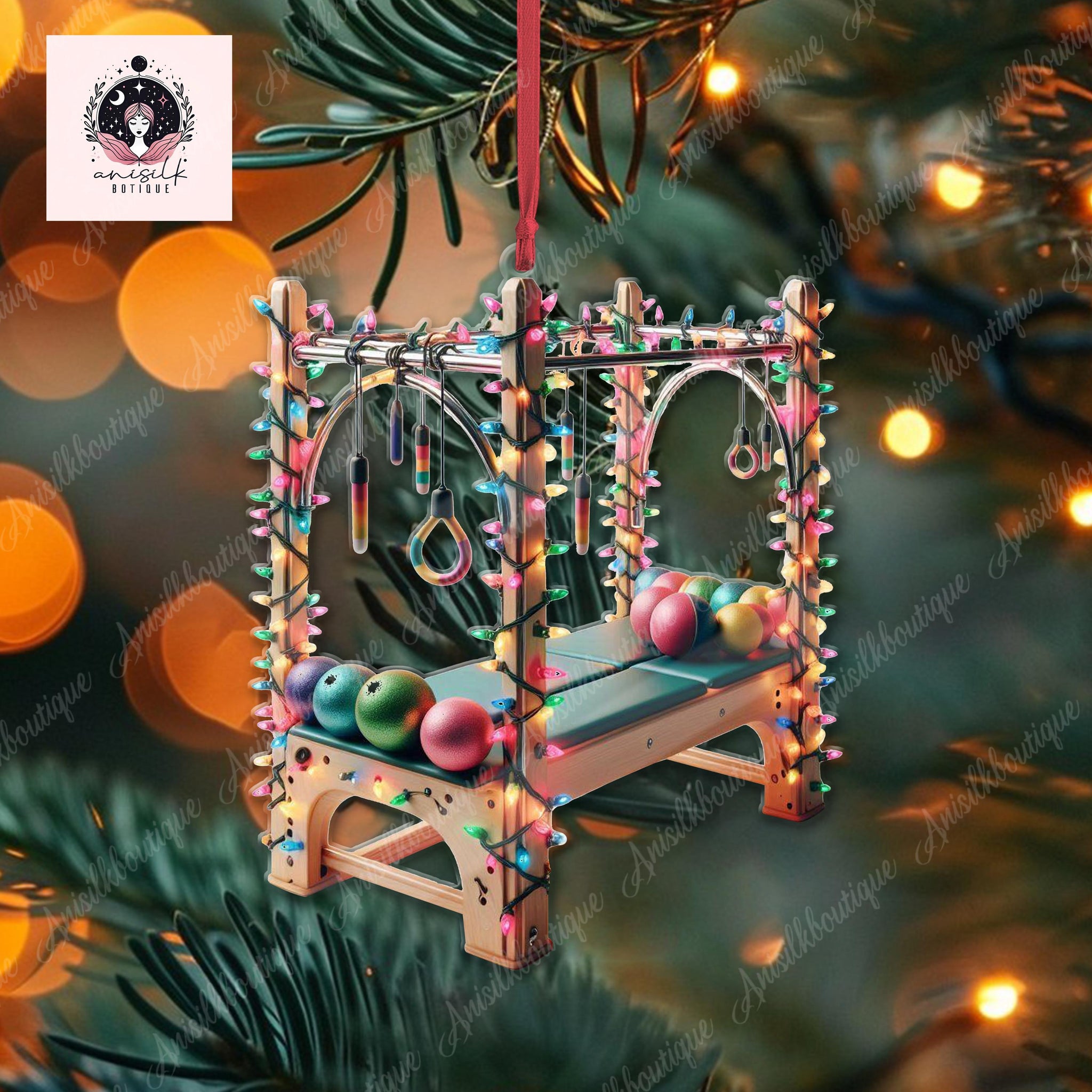 Pilates Equipment Christmas 2D FLAT Ornament, Pilates Teacher Gift, Pilates Lover Decor, Pilates Teacher Decor, Gift For her, Pilates Xmas HOCT21