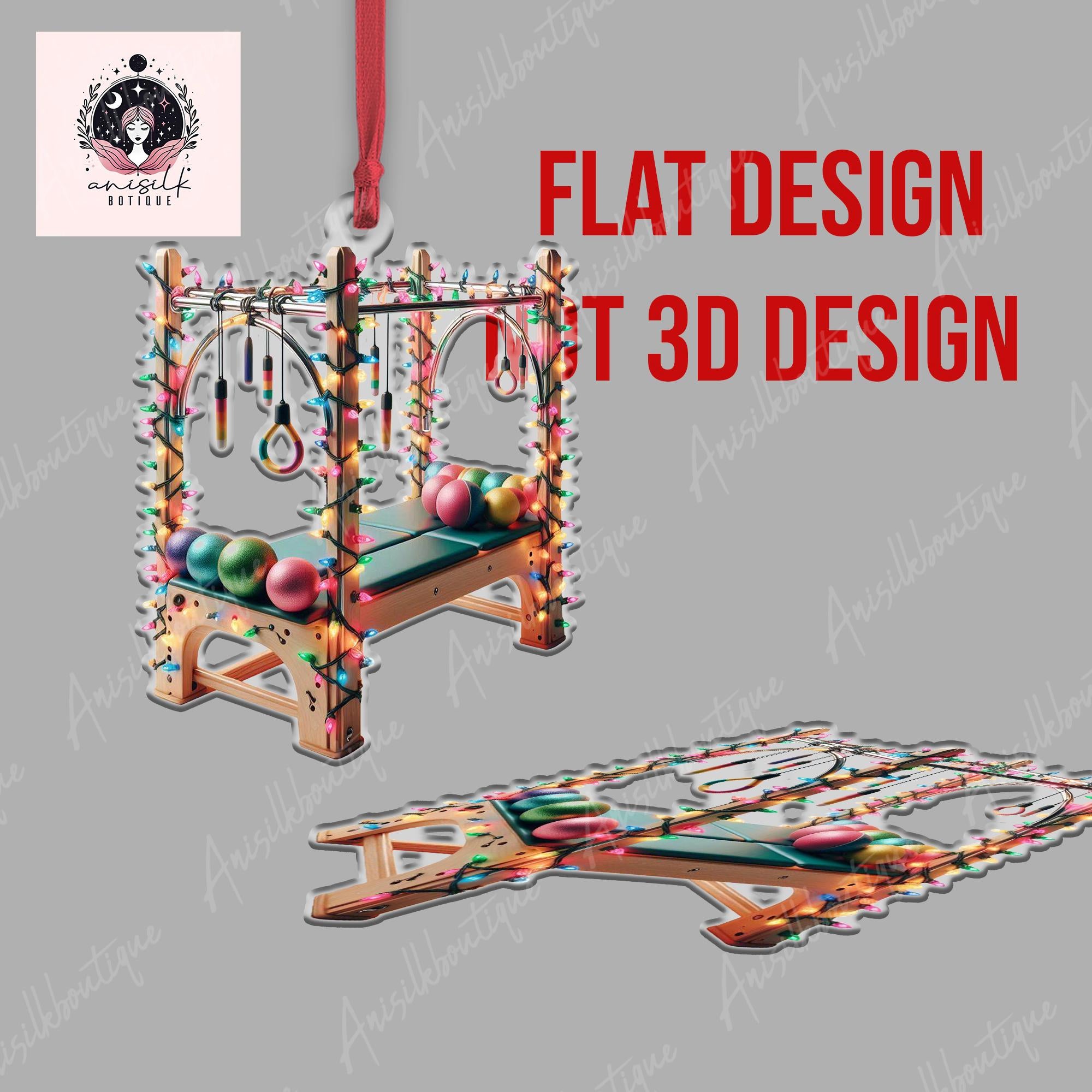 Pilates Equipment Christmas 2D FLAT Ornament, Pilates Teacher Gift, Pilates Lover Decor, Pilates Teacher Decor, Gift For her, Pilates Xmas HOCT21