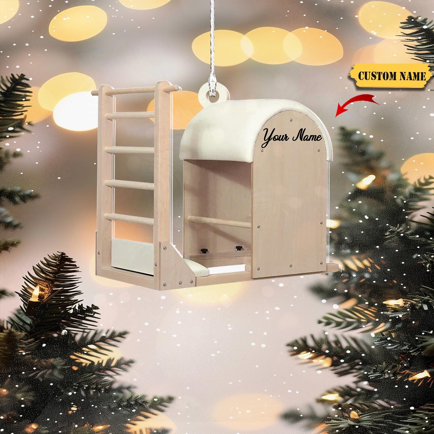 Pilates Ladder Barrel Ornament FLAT 2D, Customizable Pilates Decor, Pilates Lover Holiday Decor, Christmas Gift for Fitness Enthusiasts HAOR0711