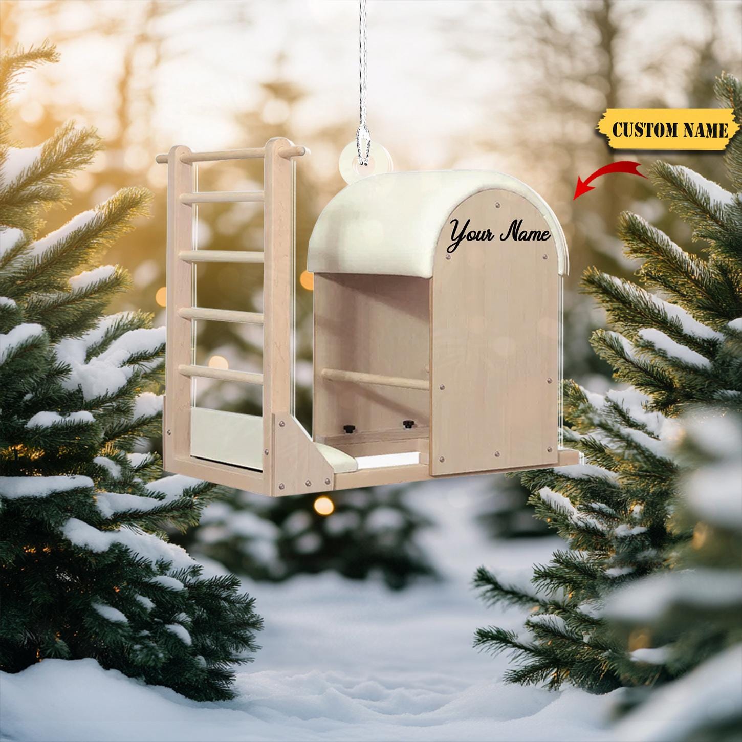 Pilates Ladder Barrel Ornament FLAT 2D, Customizable Pilates Decor, Pilates Lover Holiday Decor, Christmas Gift for Fitness Enthusiasts HAOR0711