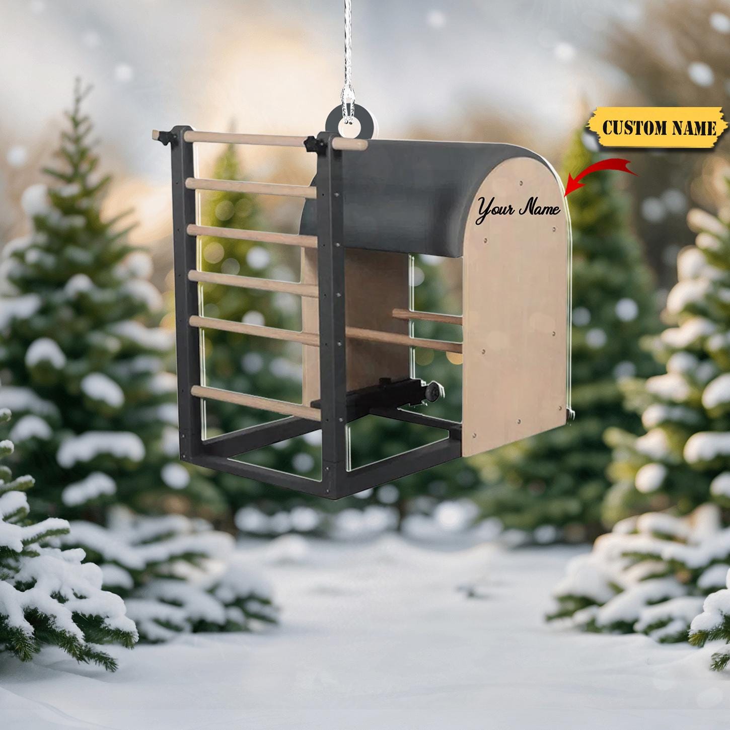 Pilates Ladder Barrel Ornament FLAT 2D, Customizable Pilates Decor, Pilates Lover Holiday Decor, Christmas Gift for Fitness Enthusiasts HAOR0711