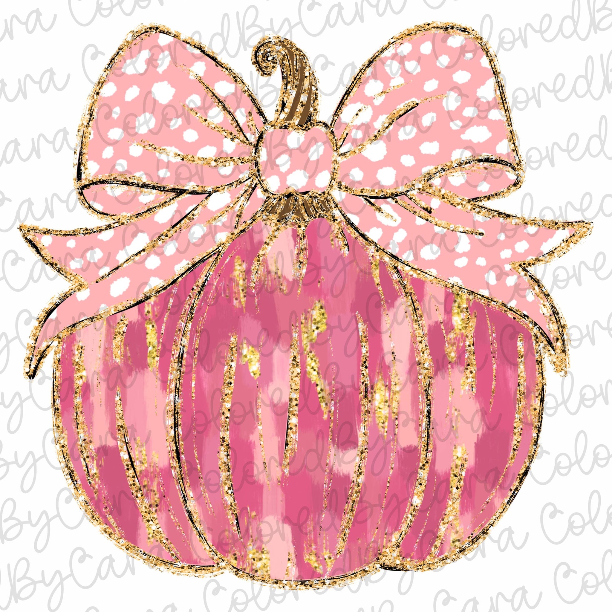 Pink out Coquette gold glitter pumpkin png girls fall pumpkin design dtf breast cancer png October pink acrylic brushstroke SCU
