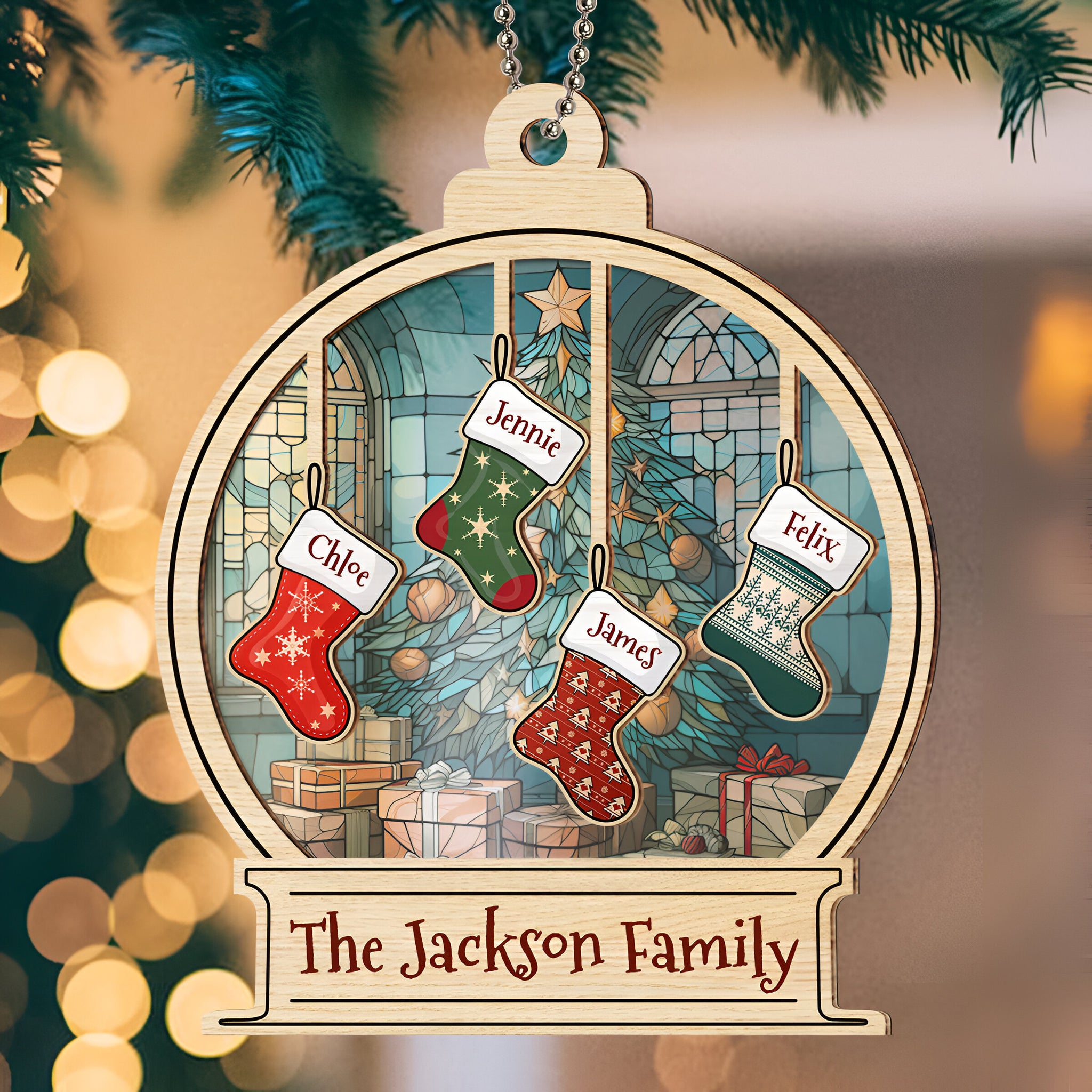 Christmas Is All About Family - Personalized Custom Suncatcher Ornament ORN0710