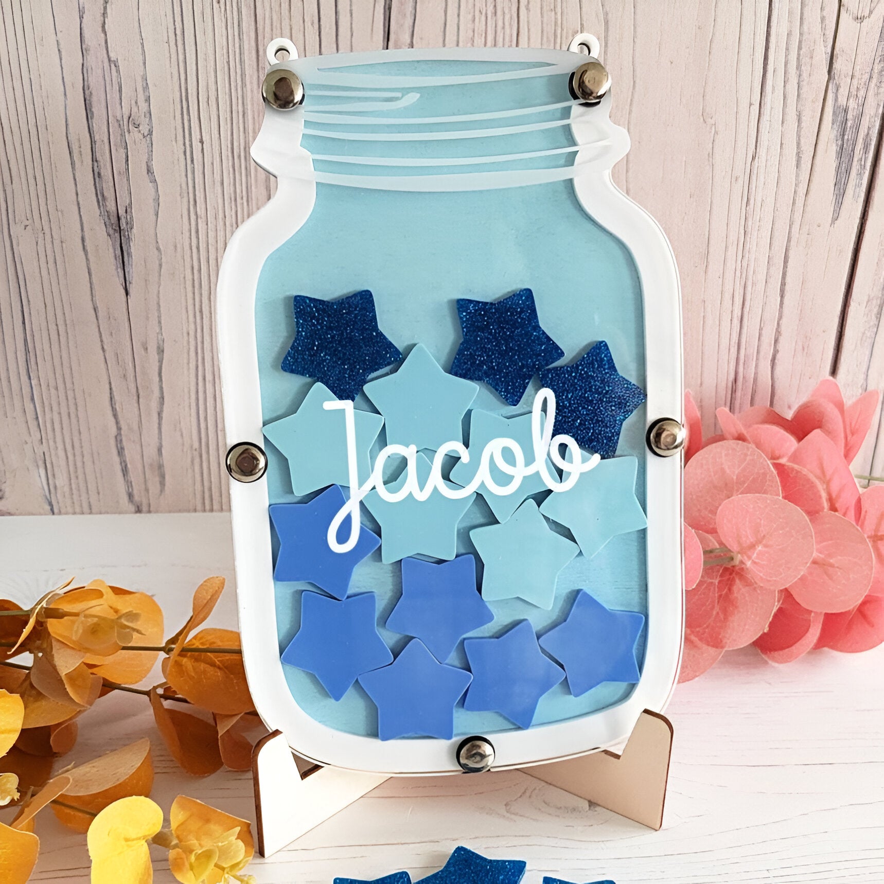 Blue and White Glitter Reward Jar rejar