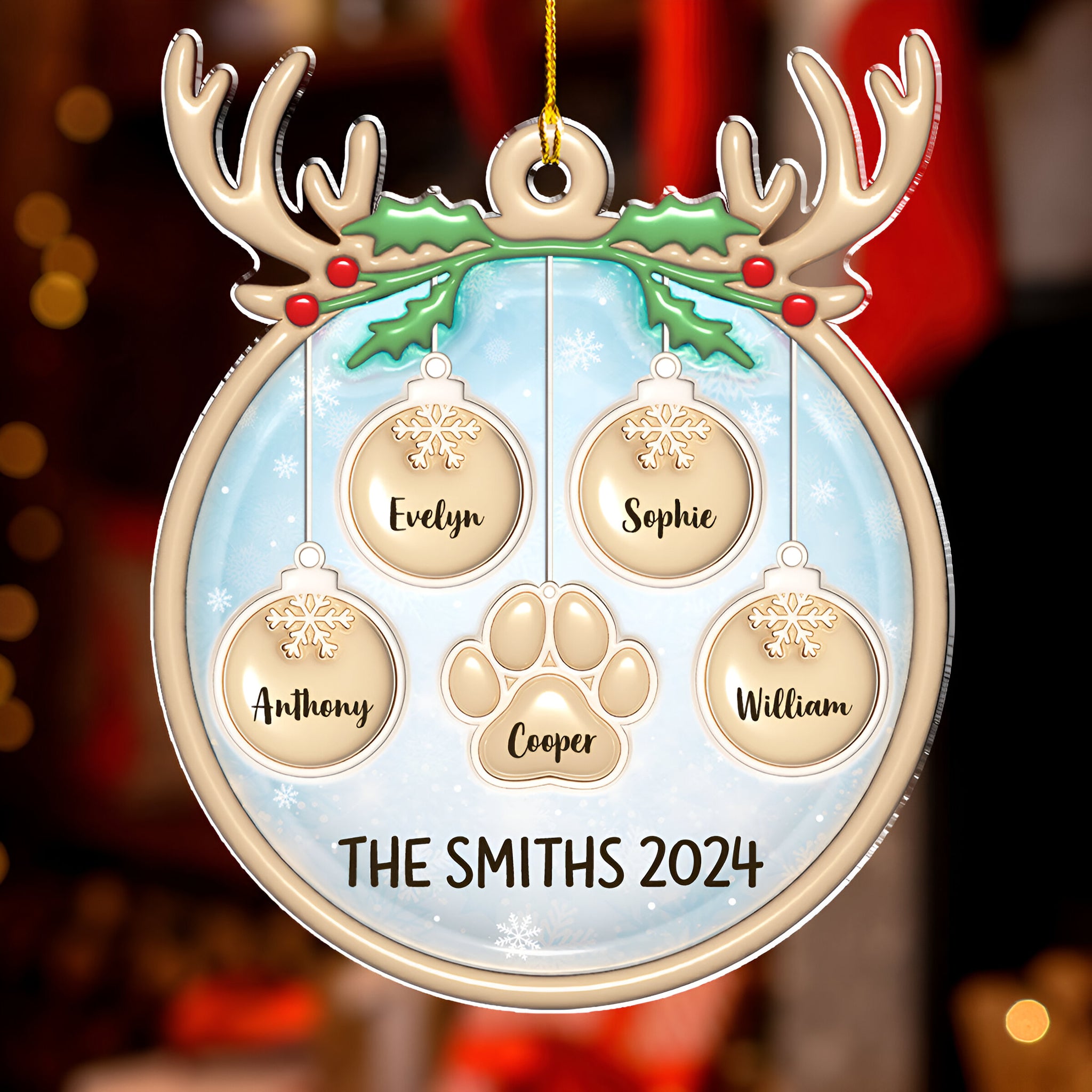 Family Charm - Personalized Custom 3D Inflated Effect Acrylic Ornament ORN0710