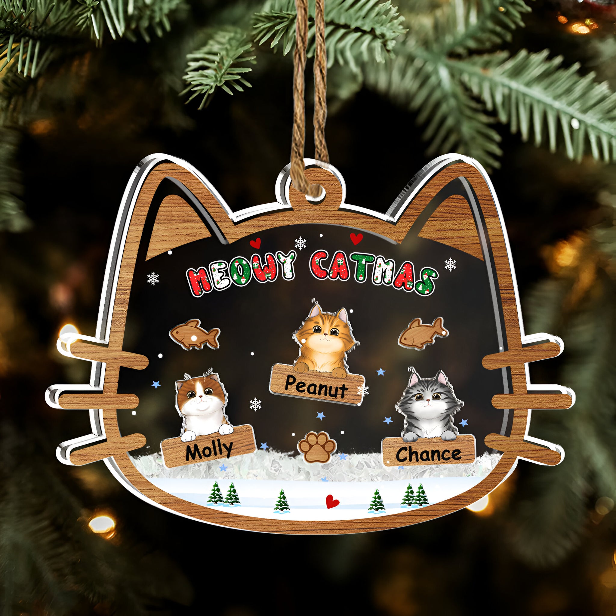 Meowy Catmas - Personalized Custom Acrylic Shaker Ornament ORN0710
