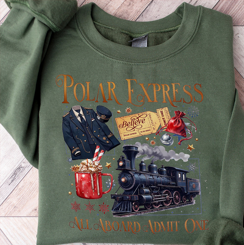 Polar Express Christmas Crewneck, Vintage Christmas Sweatshirt,Vintage Shirt, Christmas Party Shirt v2,Winter Gift, Polar Express Christmas Tee