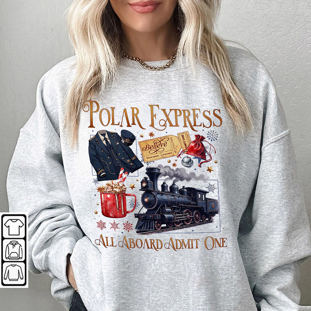 Polar Express Christmas Crewneck, Vintage Christmas Sweatshirt,Vintage Shirt V2, Christmas Party Shirt,Winter Gift, Polar Express Christmas Tee