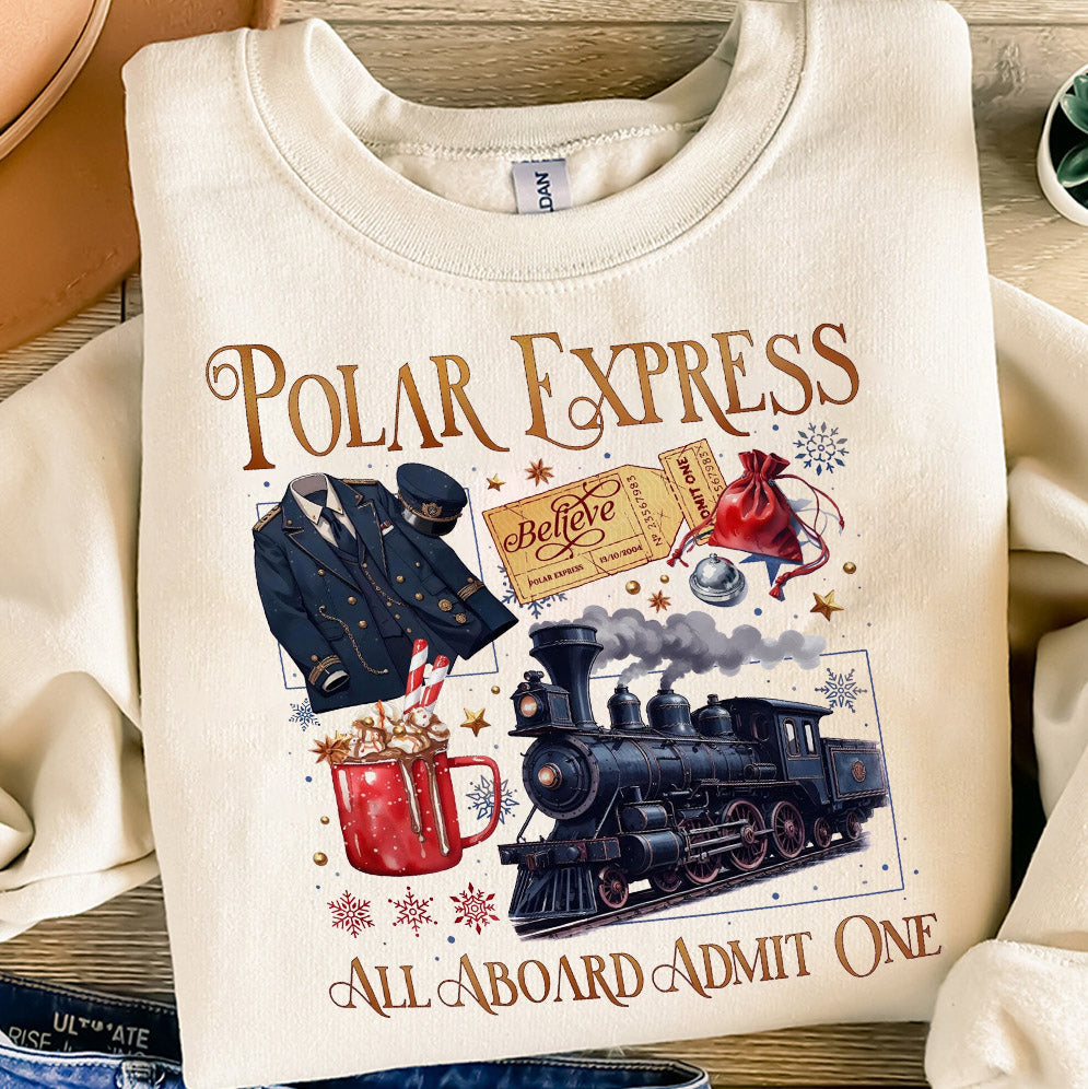 Polar Express Christmas Crewneck, Vintage Christmas Sweatshirt,Vintage Shirt V2, Christmas Party Shirt,Winter Gift, Polar Express Christmas Tee