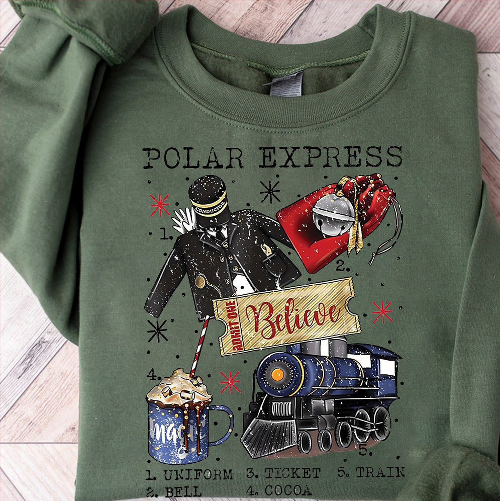 Polar Express Christmas Crewneck, Vintage Christmas Sweatshirt,Vintage Shirt, Christmas Party Shirt,Winter Gift, Polar Express Christmas Tee