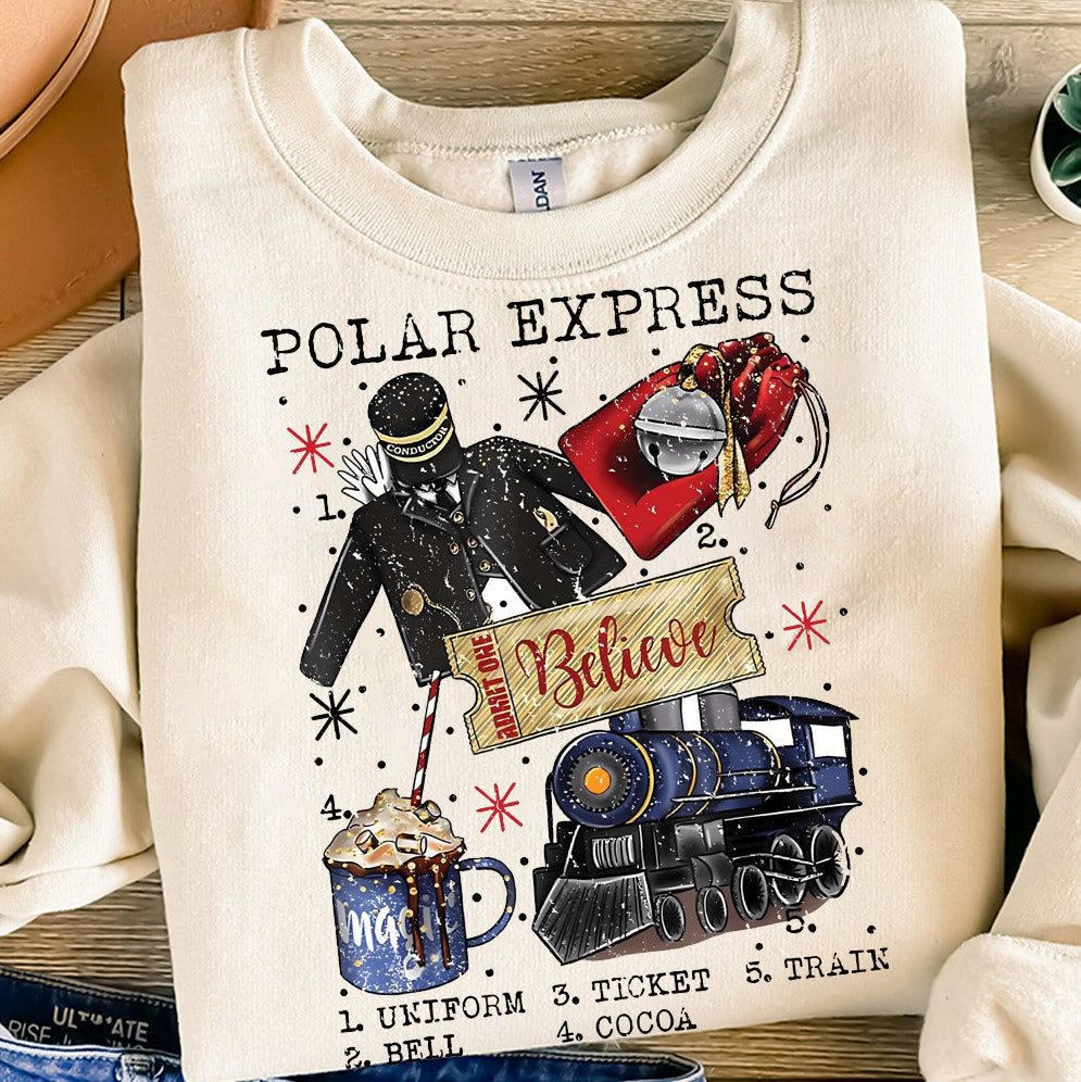 Polar Express Christmas Crewneck, Vintage Christmas Sweatshirt,Vintage Shirt, Christmas Party Shirt,Winter Gift, Polar Express Christmas Tee
