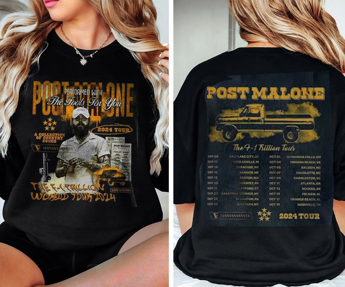 Post Malone Tour Shirt, Music 2 Sides Shirt Post Malone The F-1 Trillion Album 2024 Concert Gift For Fan