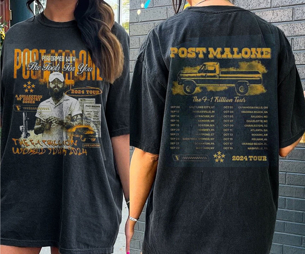 Post Malone Tour Shirt, Music 2 Sides Shirt Post Malone The F-1 Trillion Album 2024 Concert Gift For Fan