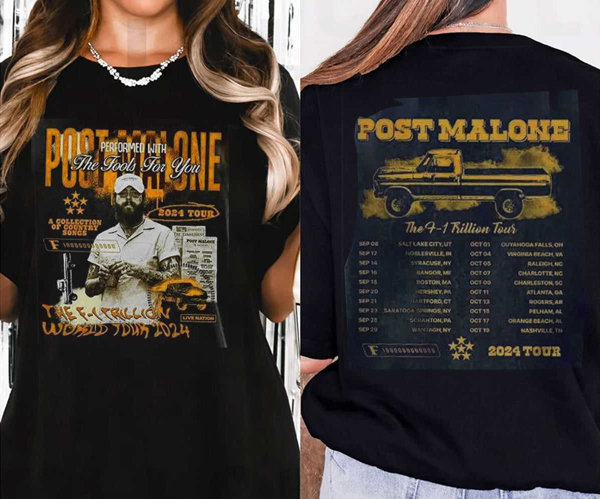 Post Malone Tour Shirt, Music 2 Sides Shirt Post Malone The F-1 Trillion Album 2024 Concert Gift For Fan