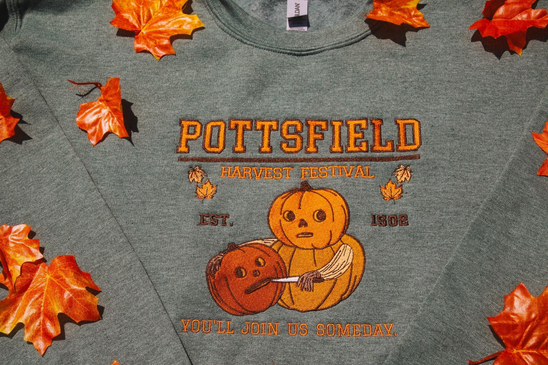Pottsfield Harvest Festival Pumpkin Carver Embroidered Sweater inspired by Over The Garden Wall - Fall Autumn Halloween Shirt EMHA2408